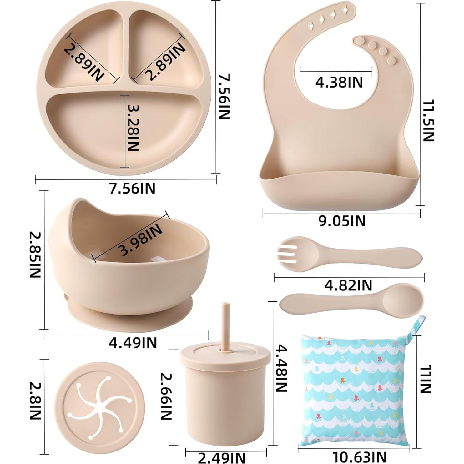 Conjunto de Alimentación para Bebés ECLIP de Silicona 10 Piezas