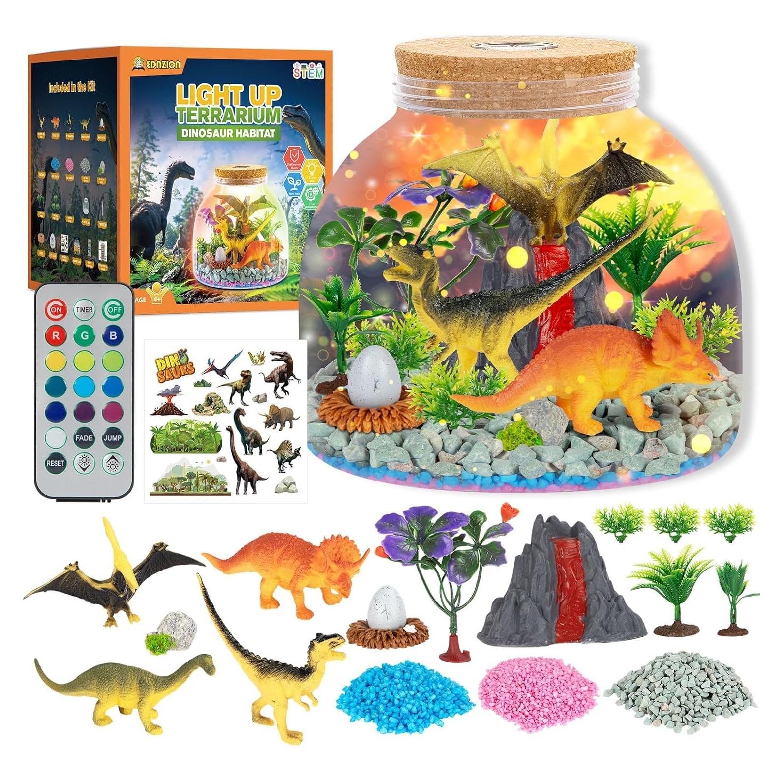 Terrario Iluminado Ednzion Dinosaurios DIY 15x15cm