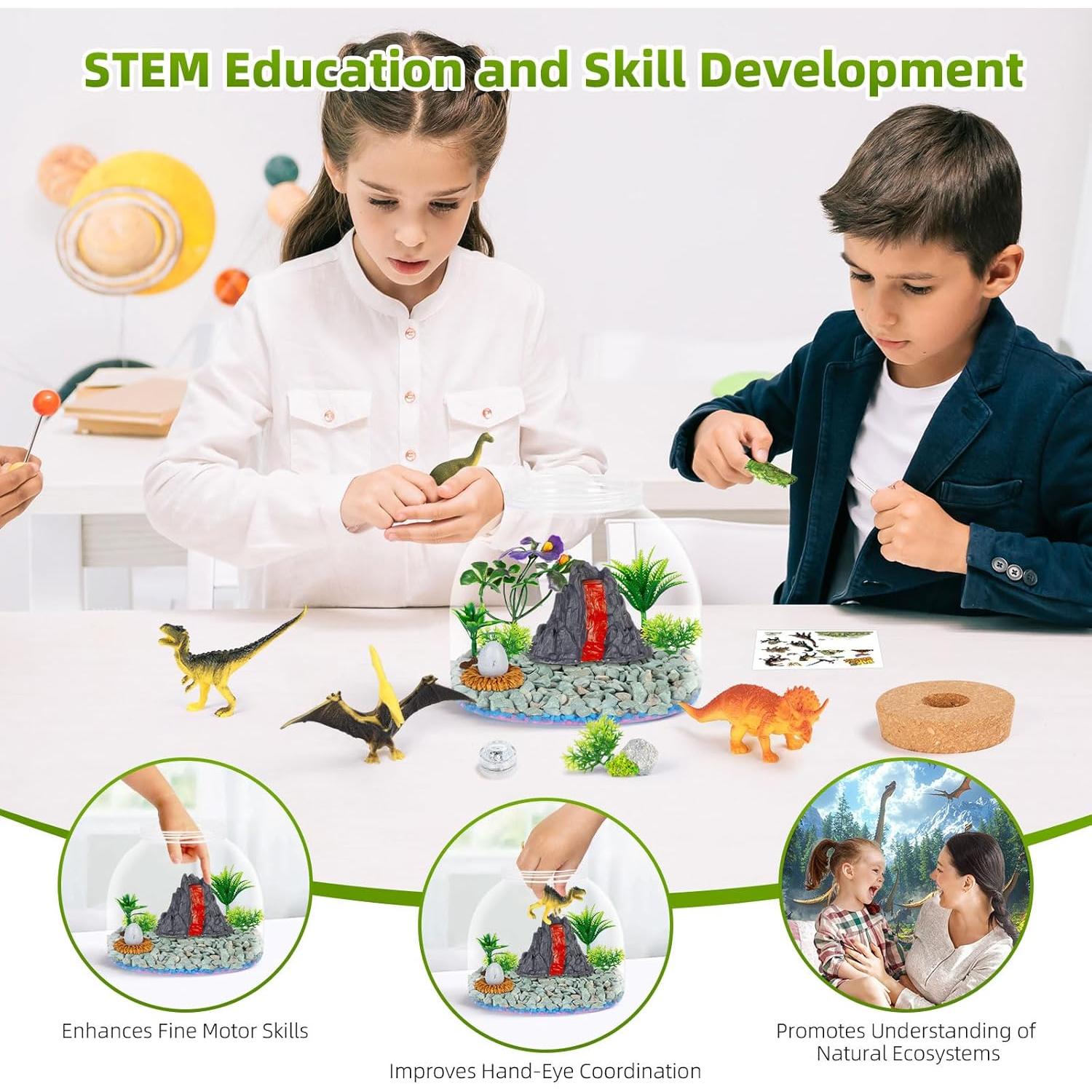 Terrario Iluminado Ednzion Dinosaurios DIY 15x15cm