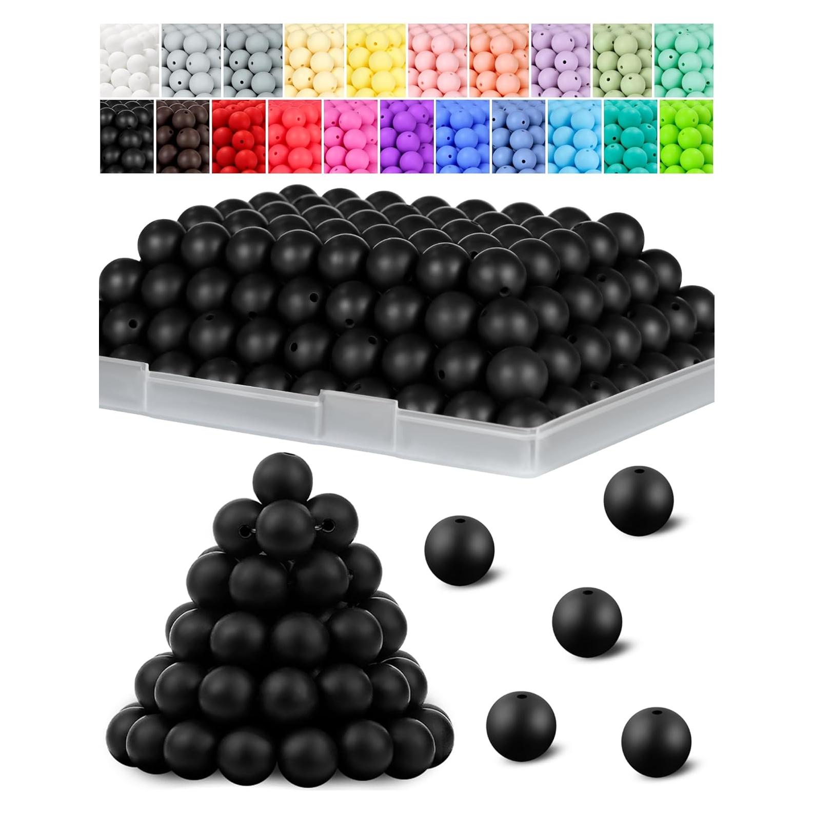 120 Perlas de Silicona 15mm FIVEIZERO Negras para Manualidades