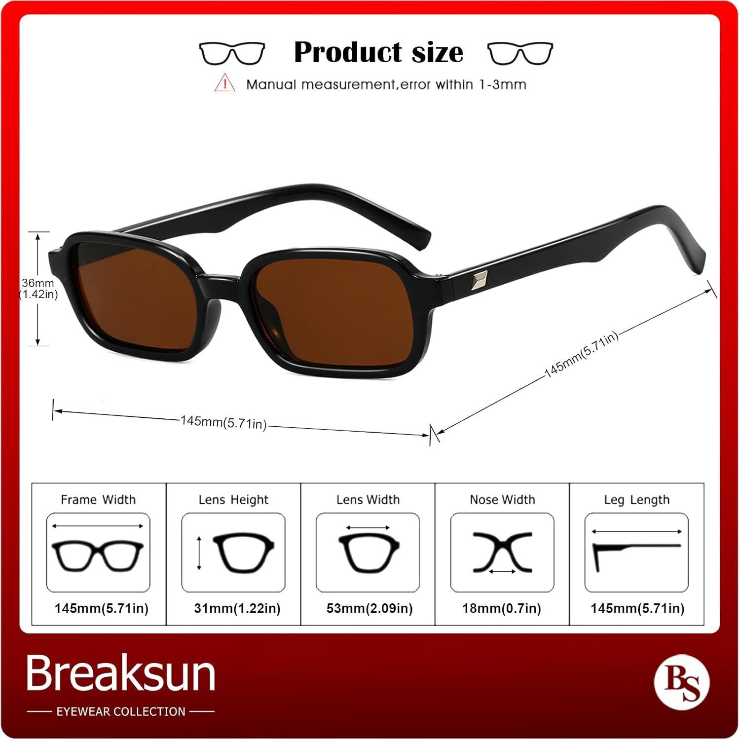 Gafas de sol rectangulares retro Breaksun B79 UV400