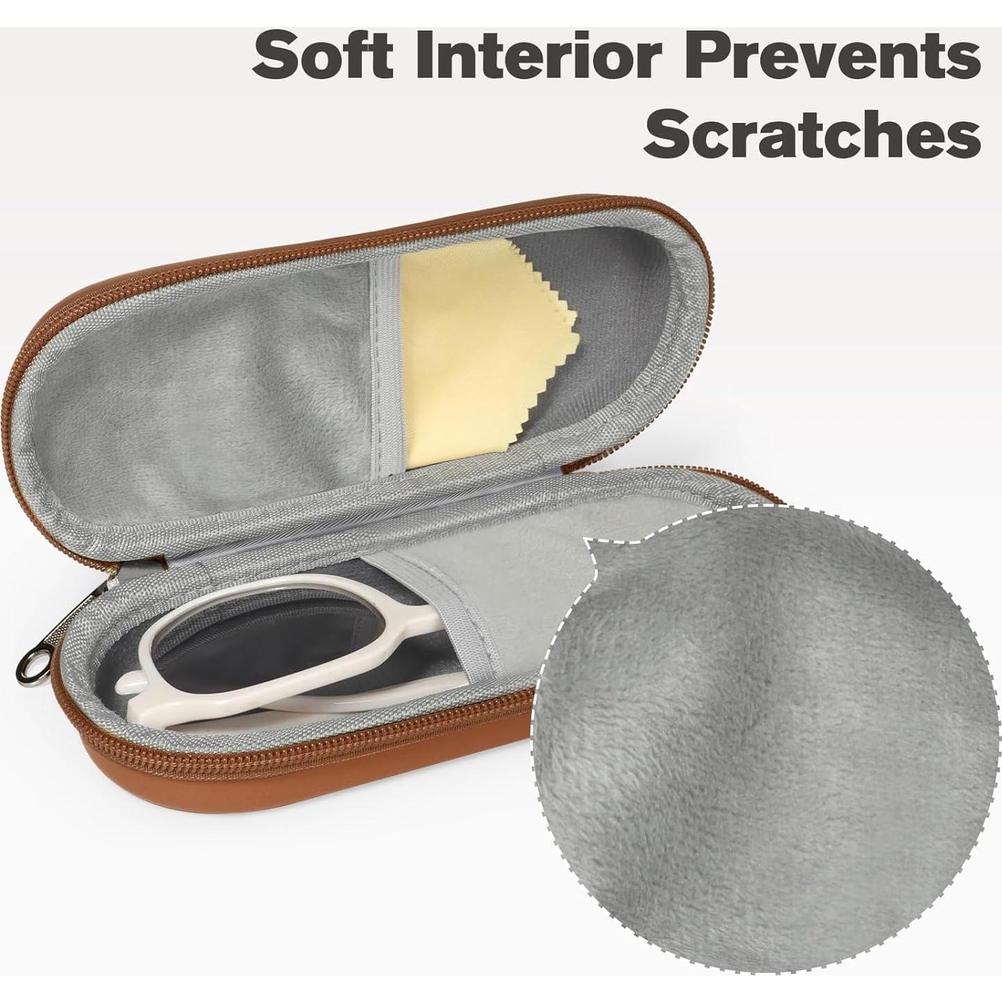 Estuche Doble para Gafas Marrón Organizador con Cremallera