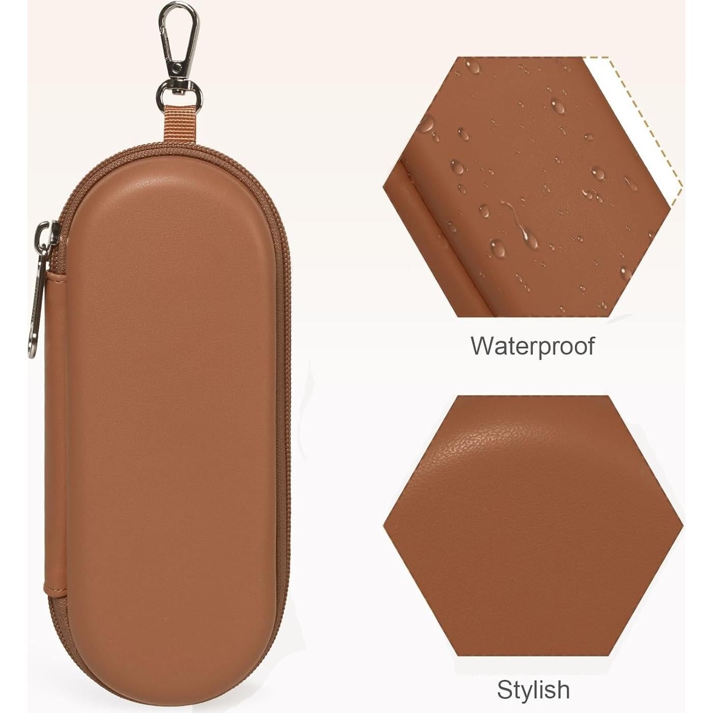 Estuche Doble para Gafas Marrón Organizador con Cremallera