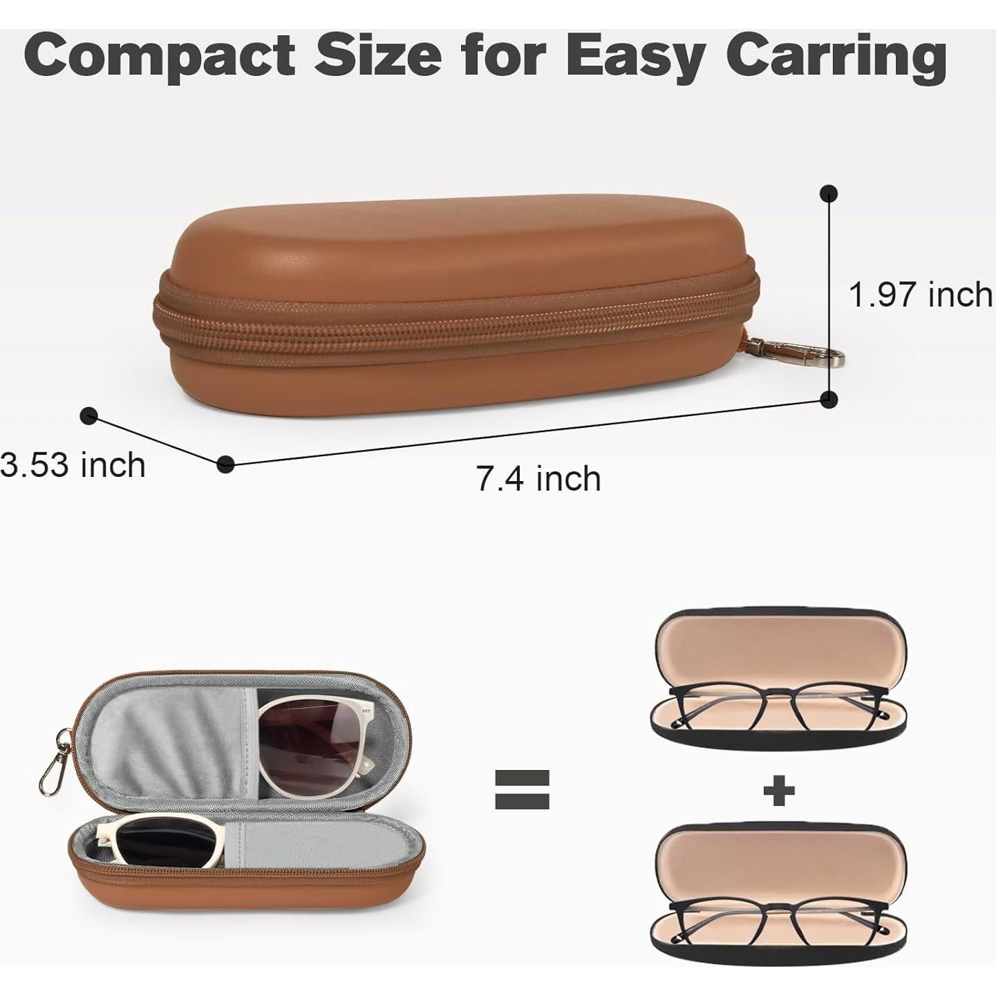 Estuche Doble para Gafas Marrón Organizador con Cremallera