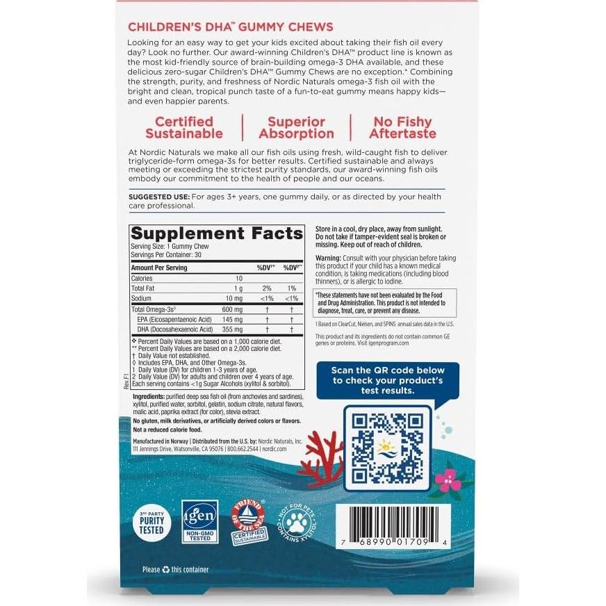 Gominolas DHA Infantil Nordic Naturals 30 Unidades Sabor Tropical