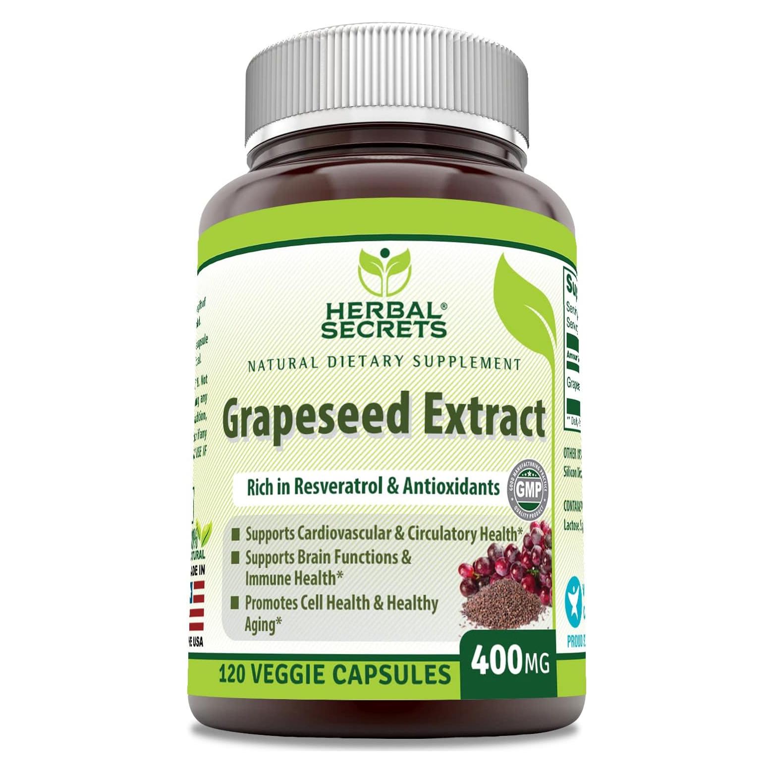 Extracto de Semilla de Uva Herbal Secrets 400 mg 120 Cápsulas