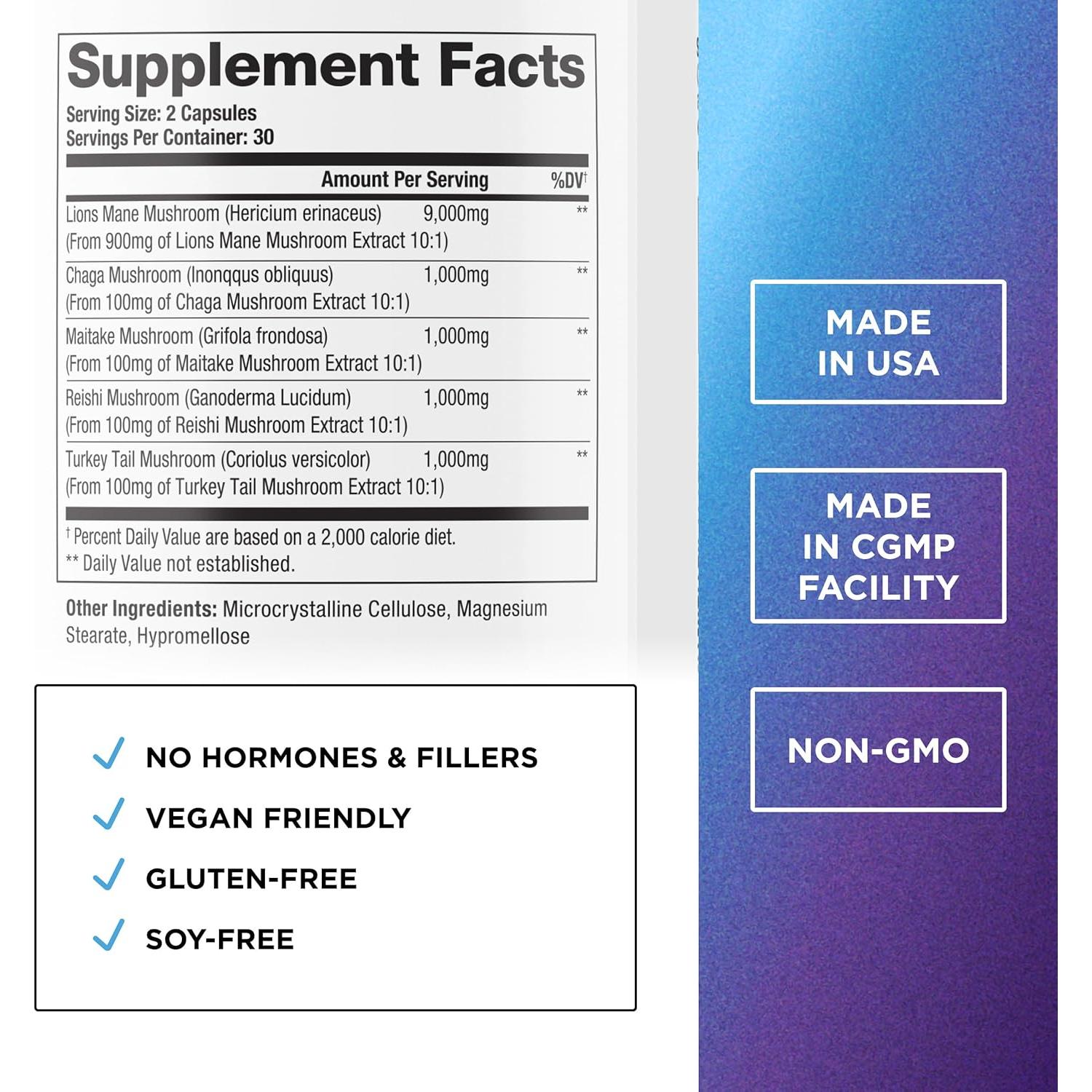 Suplemento Orgánico de Melena de León Dr. Emil 9000mg 60 Cápsulas