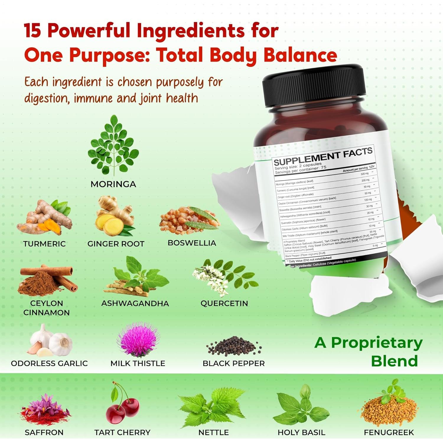 Suplemento de Moringa PeakPury 150 Cápsulas - Bienestar Articular