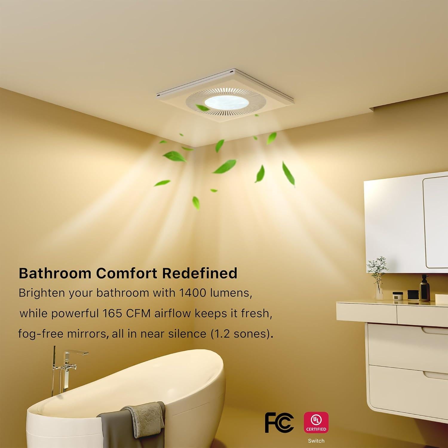Ventilador Extractor de Baño con Luz LED FWASTT 30cm 165CFM