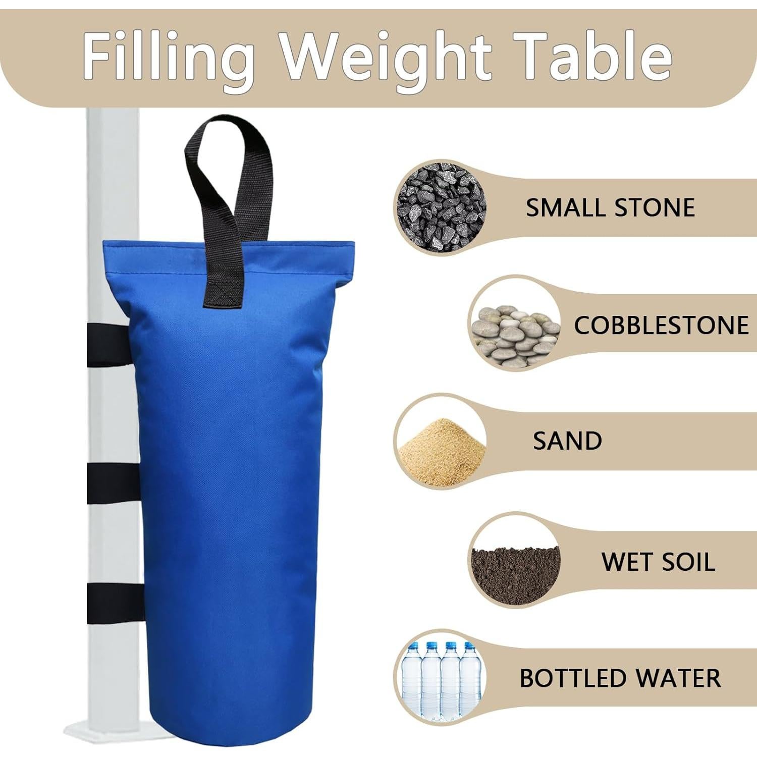 Juego de 4 Bolsas de Peso D&ONEHOS para Carpa Azul 54 kg