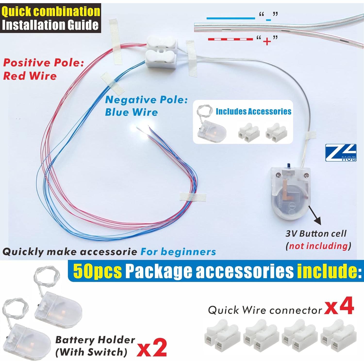 50 LEDs SMD Pre-cableados ZZHOB 3V Multicolor para Modelismo