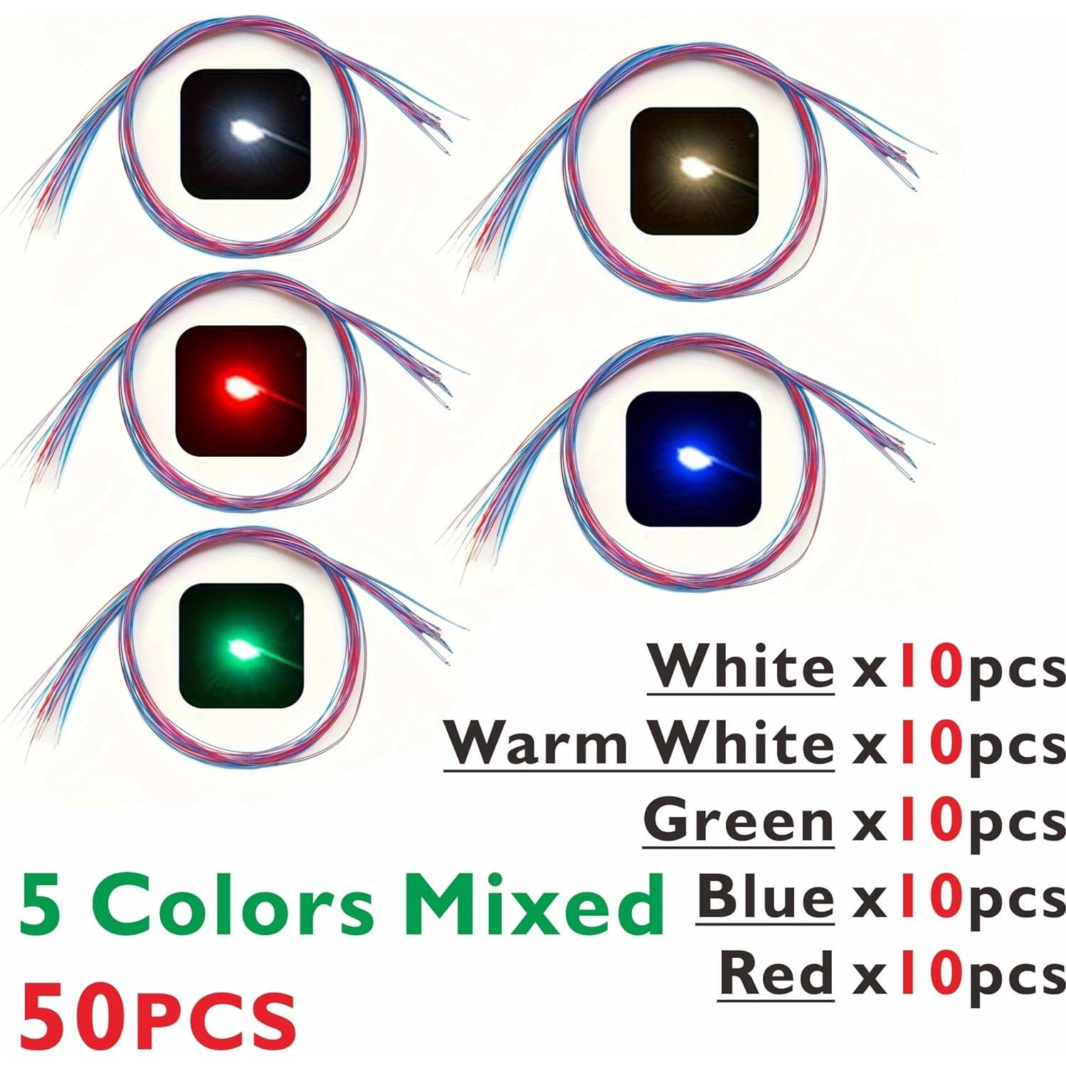 50 LEDs SMD Pre-cableados ZZHOB 3V Multicolor para Modelismo