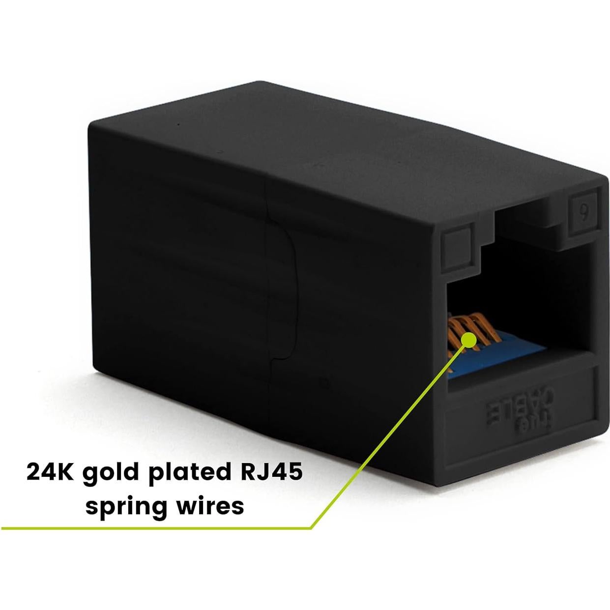 Acoplador Cat6 trueCABLE hembra a hembra RJ45 negro 2 piezas