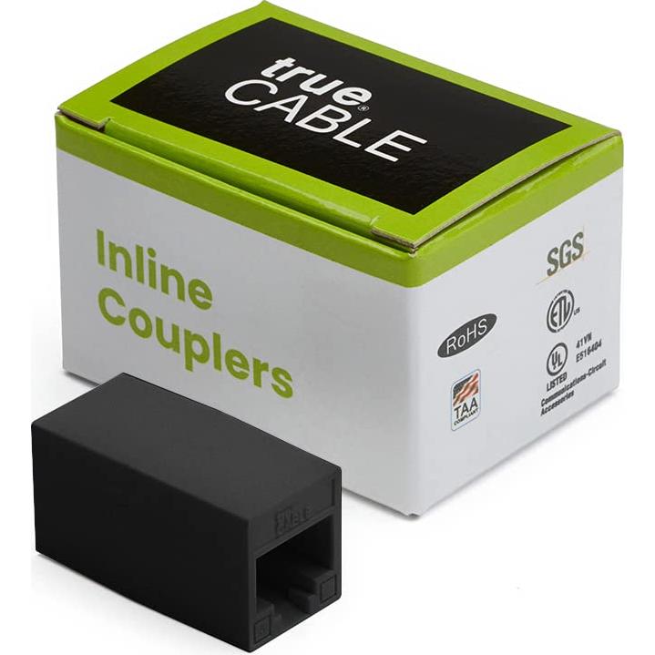 Acoplador Cat6 trueCABLE hembra a hembra RJ45 negro 2 piezas