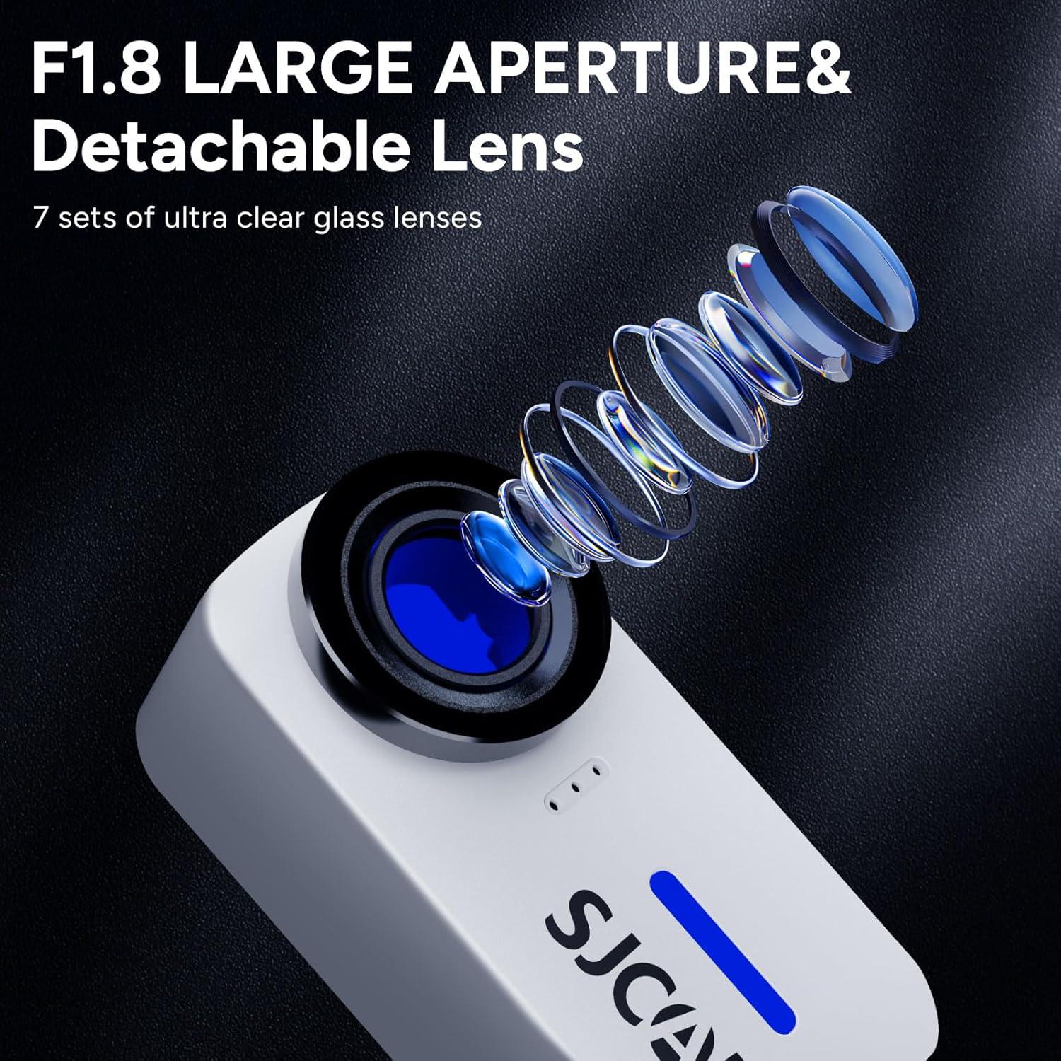 Cámara de acción SJCAM Pocket 4K, estabilización 6 ejes, blanca