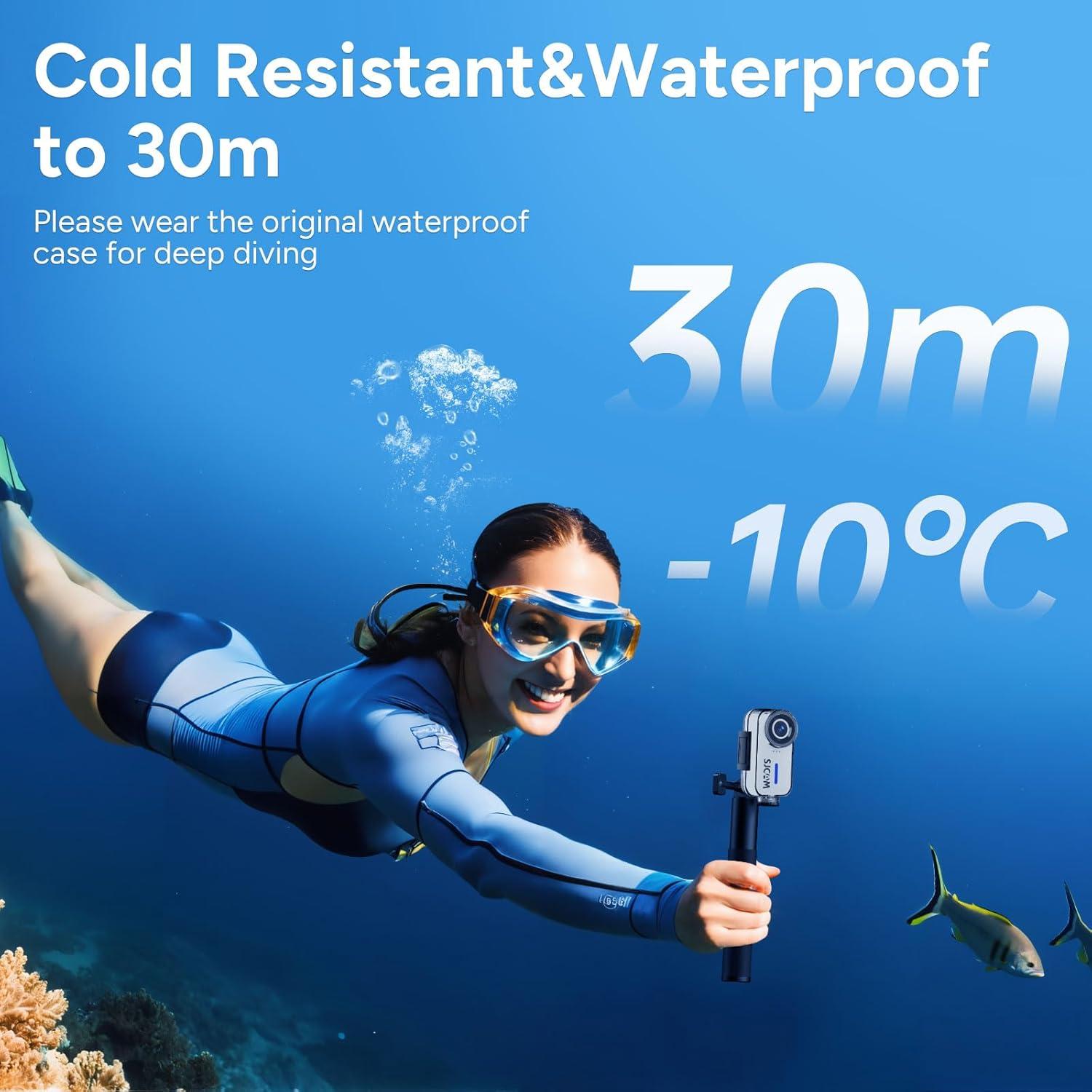 Cámara de acción SJCAM Pocket 4K, estabilización 6 ejes, blanca