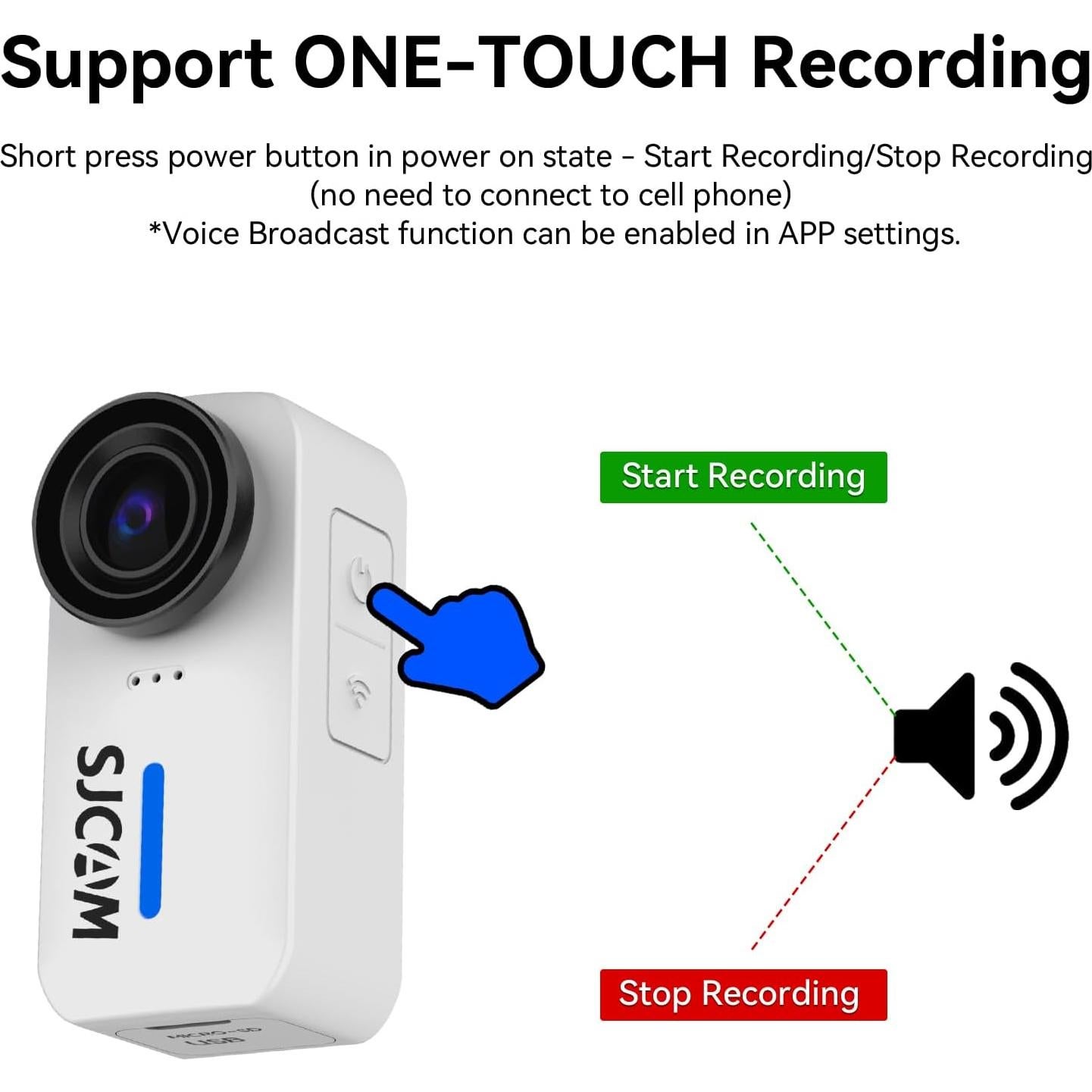 Cámara de acción SJCAM Pocket 4K, estabilización 6 ejes, blanca