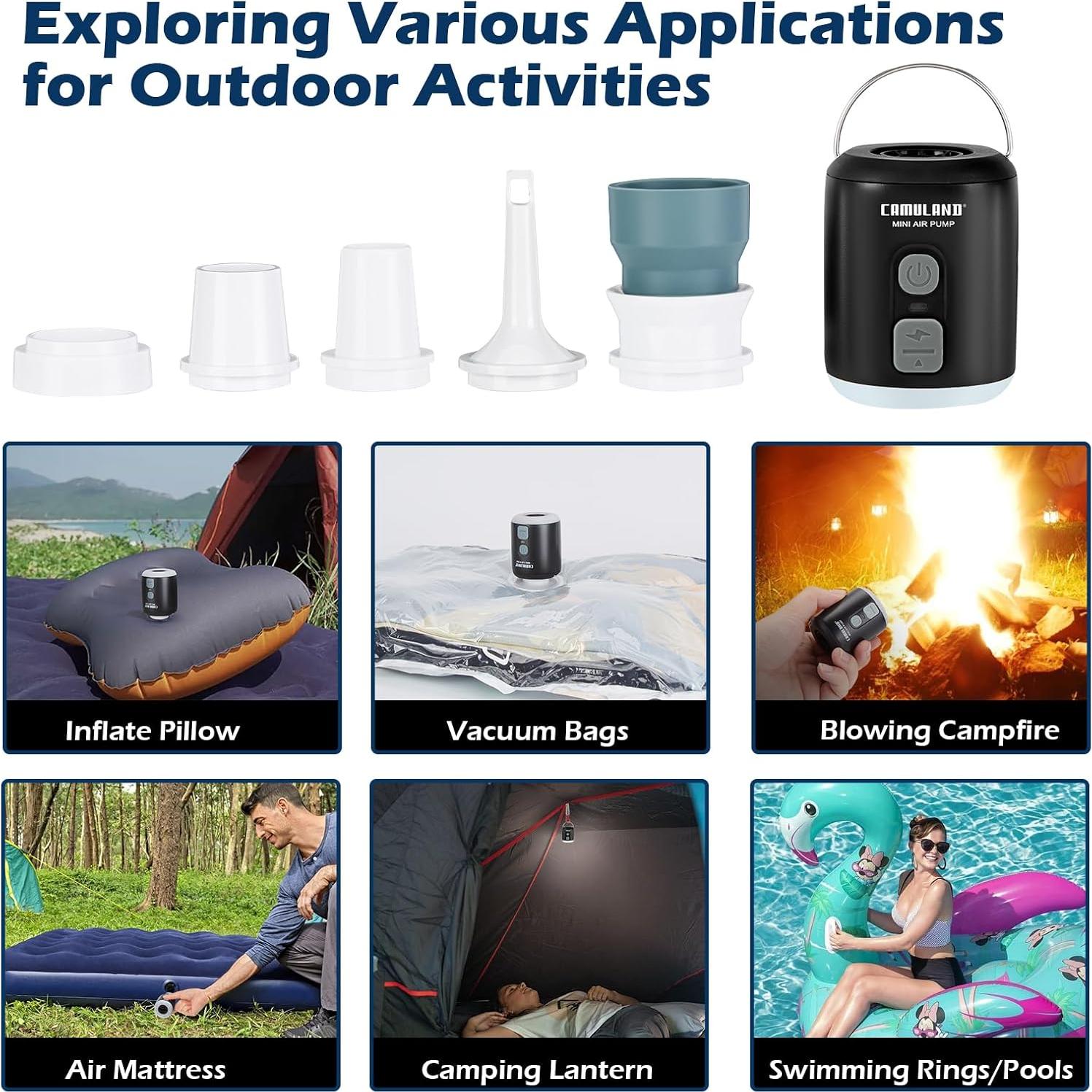 Bomba de Aire CAMULAND Mini Recargable 1400mAh para Inflables