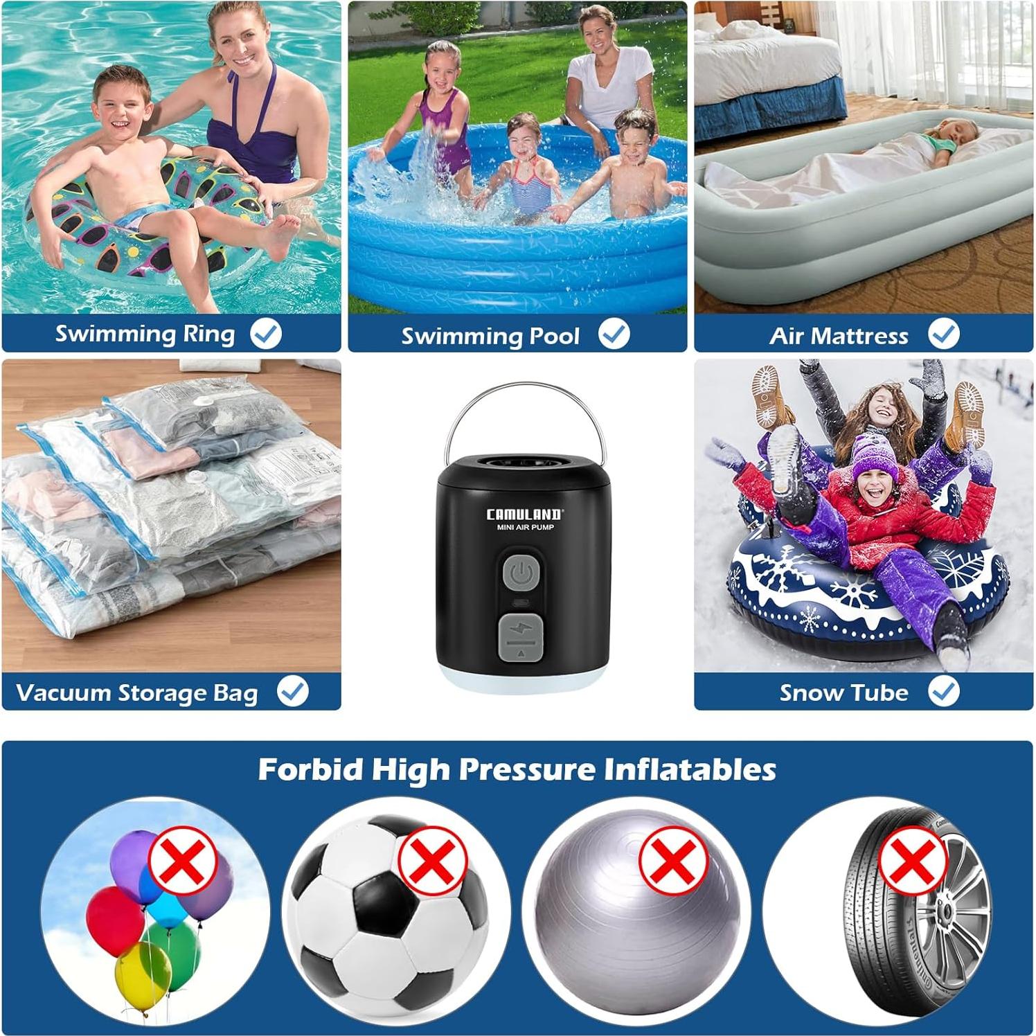 Bomba de Aire CAMULAND Mini Recargable 1400mAh para Inflables