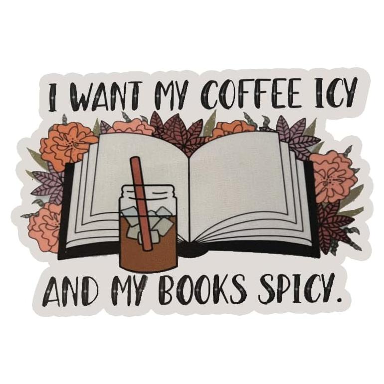 Adhesivo PHUONGHD Café Helado y Libros Picantes