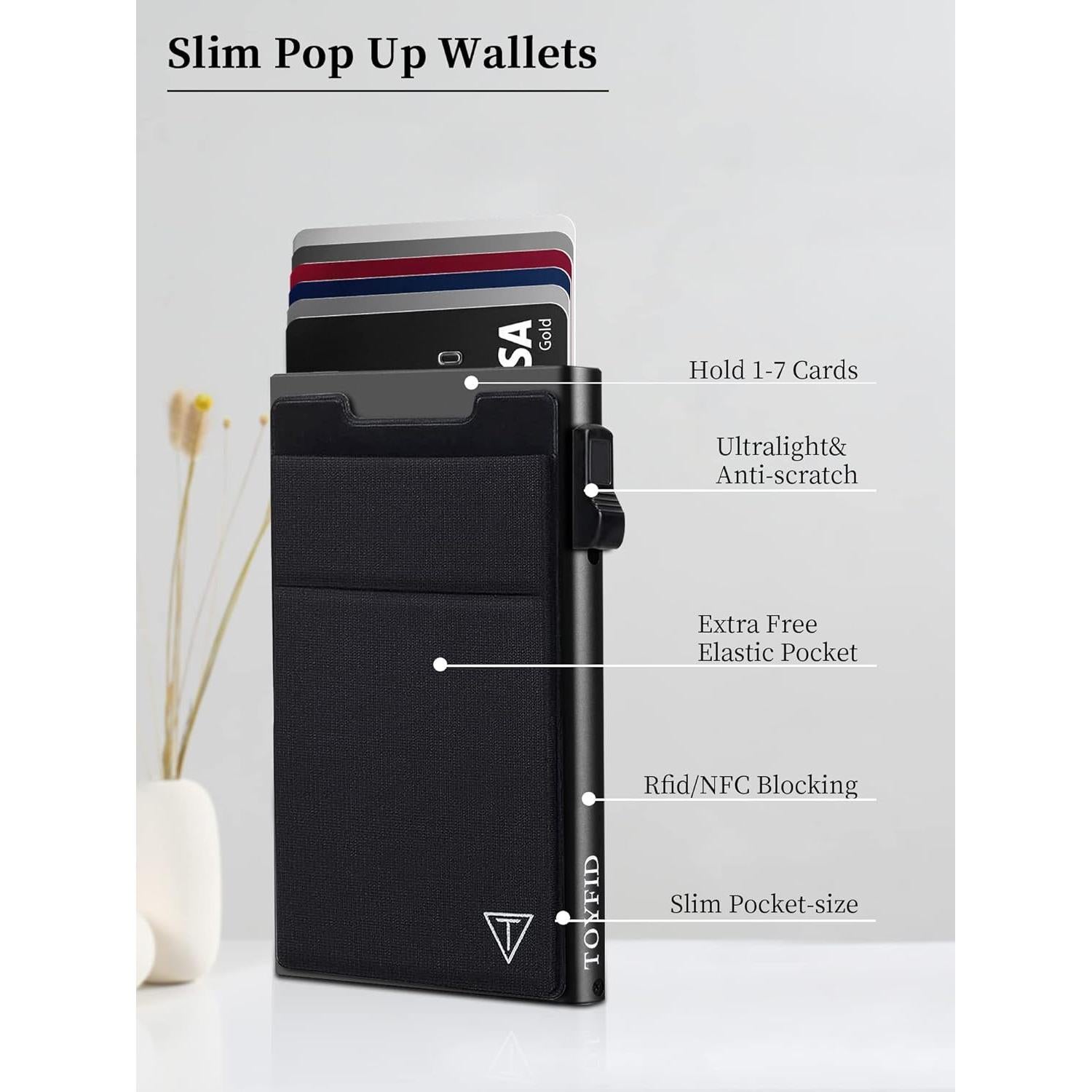 Billetera Slim TOYFID para Hombres con Bloqueo RFID - Negro