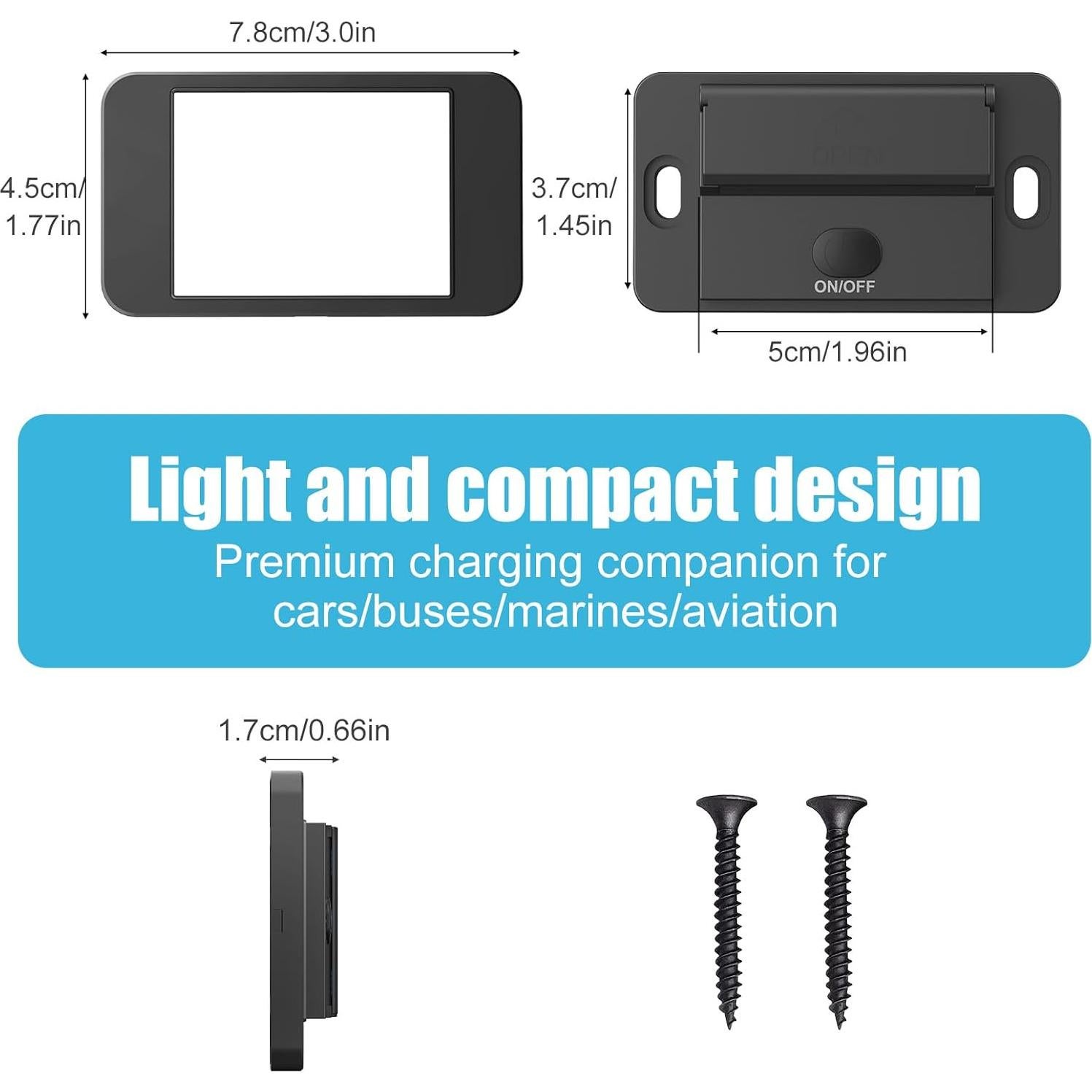 Cargador USB 12V Hapytrip Doble USB-C 30W QC 3.0 Montaje Superficial