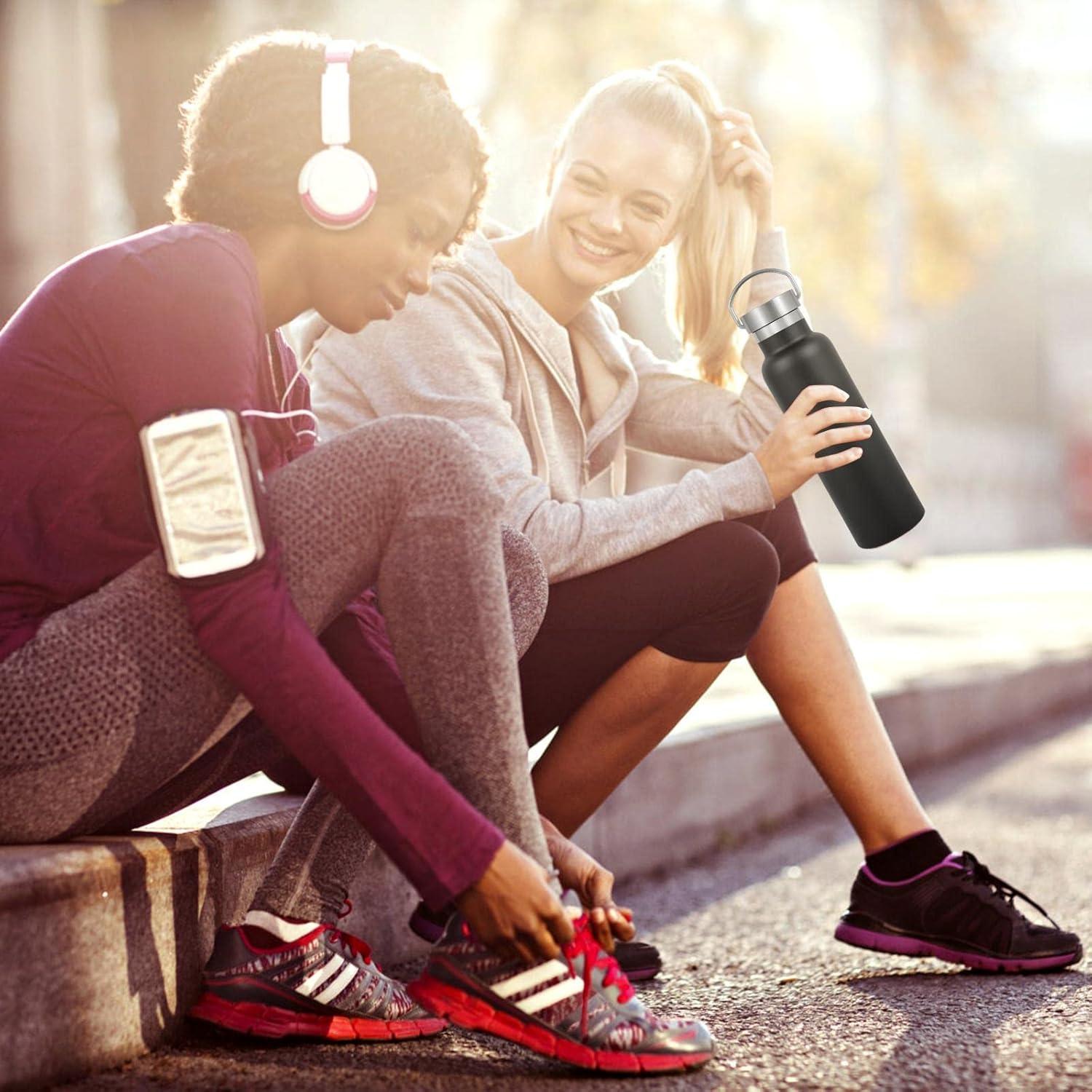 Botella de Agua Neihepal 20 oz Acero Inoxidable Doble Pared Negra