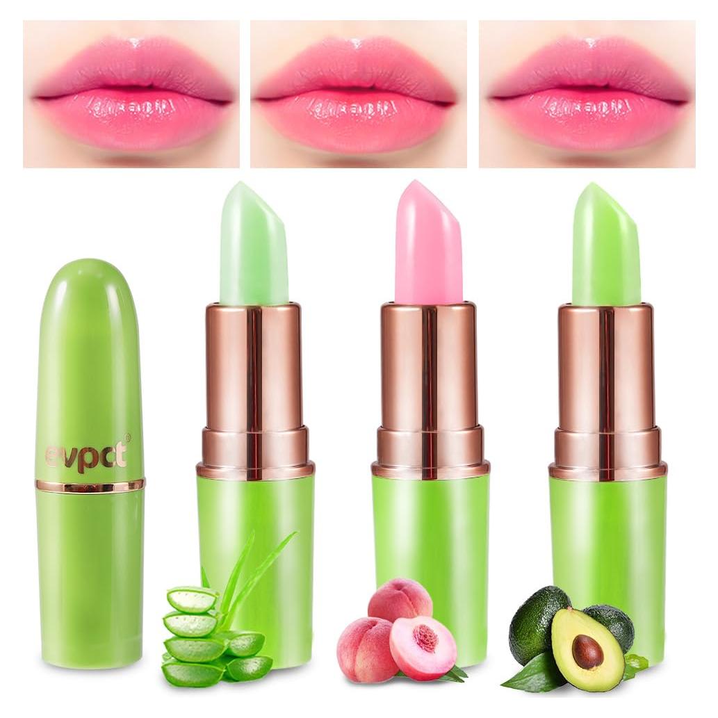 Barra de Labios Hidratante BINGBRUSH 3 Piezas Aloe Vera Durazno Aguacate