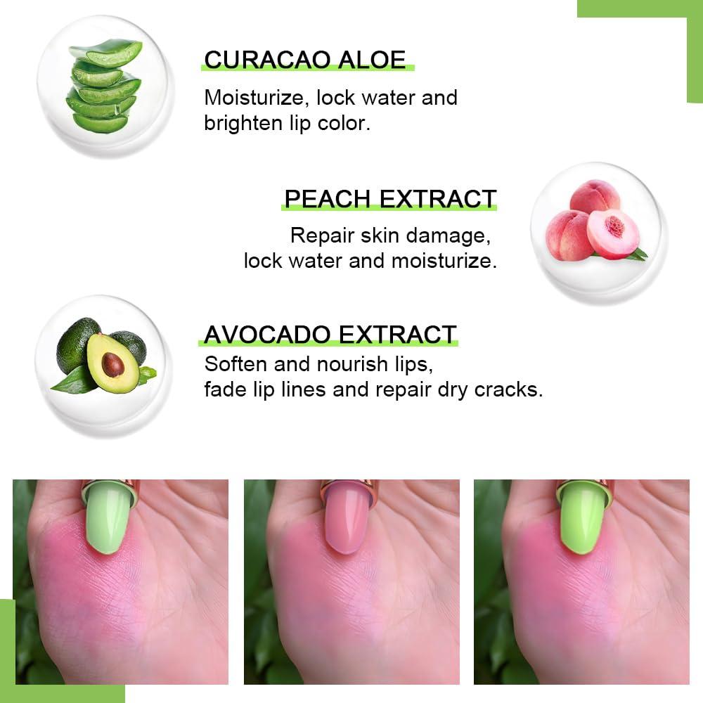 Barra de Labios Hidratante BINGBRUSH 3 Piezas Aloe Vera Durazno Aguacate