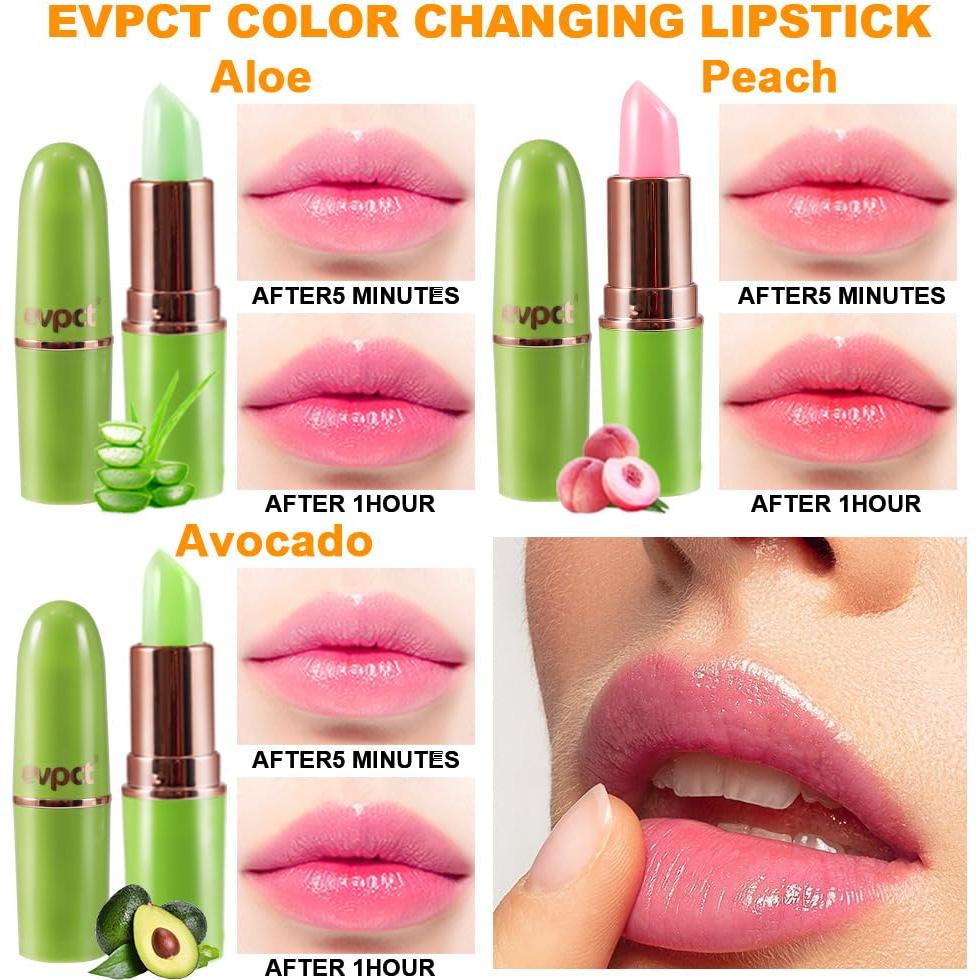 Barra de Labios Hidratante BINGBRUSH 3 Piezas Aloe Vera Durazno Aguacate