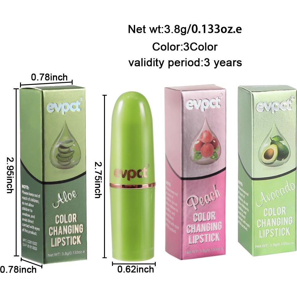 Barra de Labios Hidratante BINGBRUSH 3 Piezas Aloe Vera Durazno Aguacate