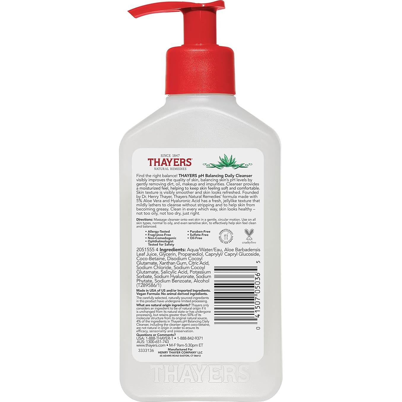 Limpiador Facial THAYERS pH Equilibrante con Aloe Vera 236.6 ml