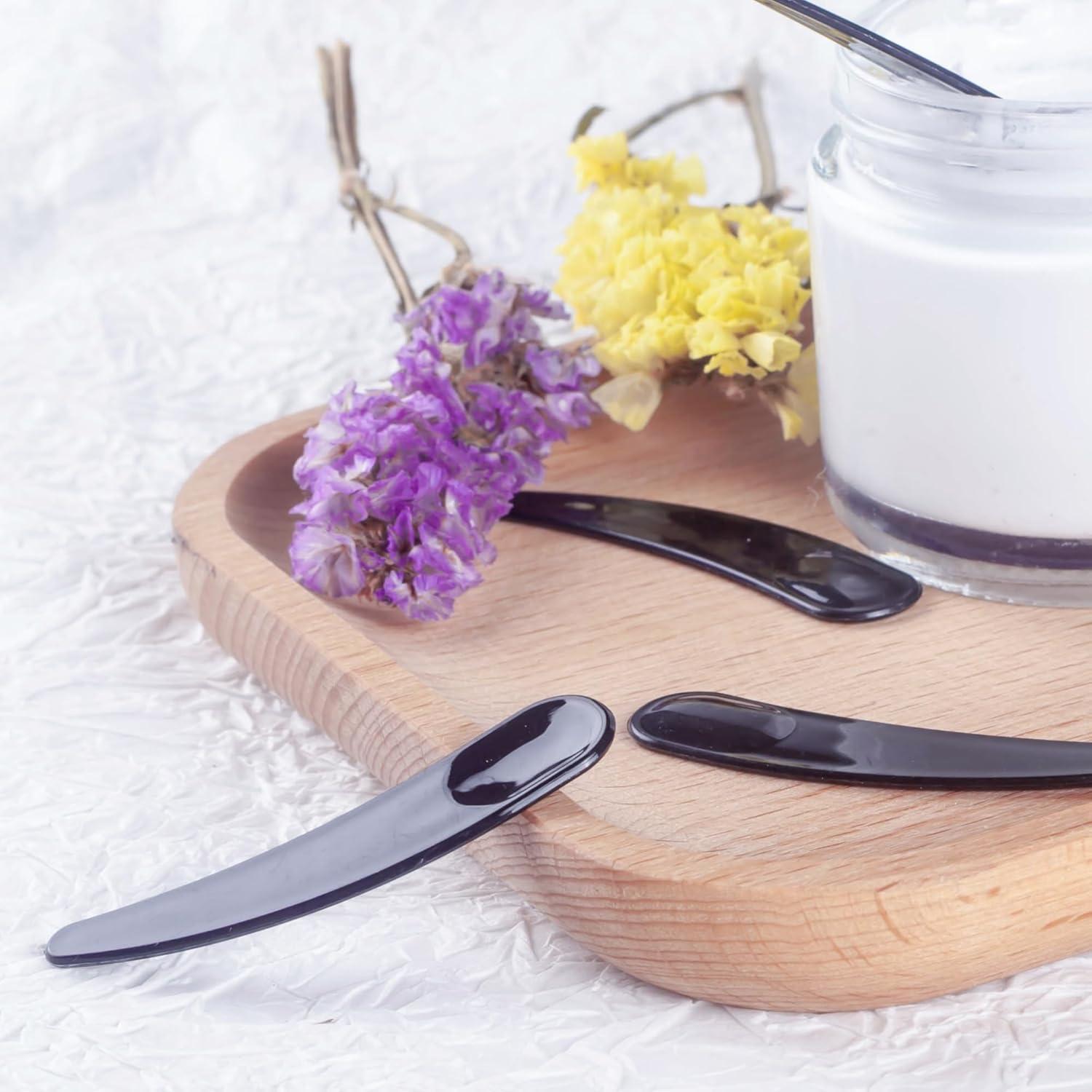 100 Espátulas Cosméticas GOLACKY Mini Cuchara Plástica Negra