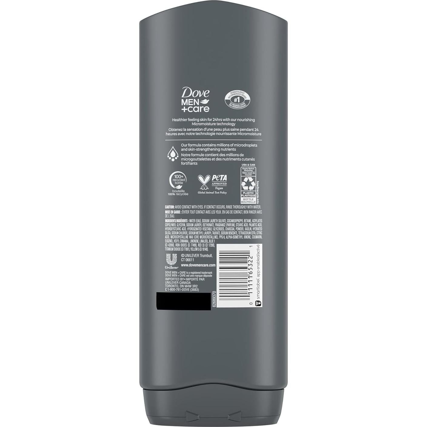 Gel de Ducha Dove Men+Care Carbón y Arcilla 532 ml x4