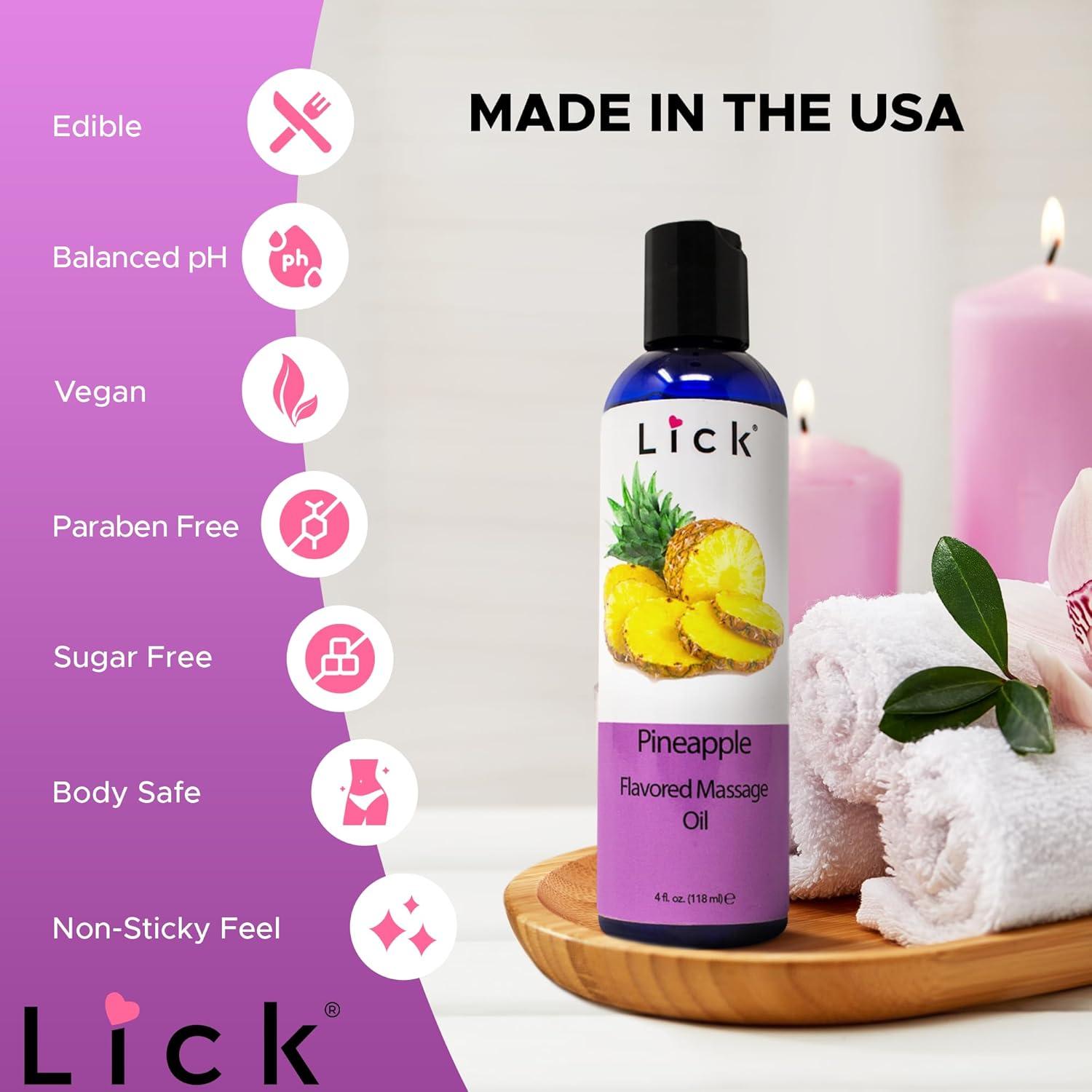Aceite de Masaje Lick Sabor Piña 118ml con Vitamina E