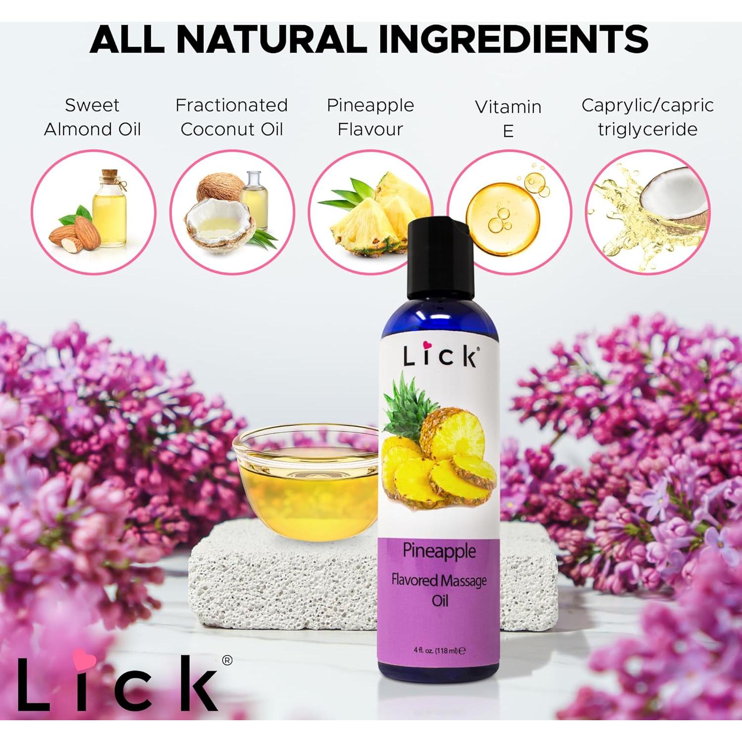 Aceite de Masaje Lick Sabor Piña 118ml con Vitamina E