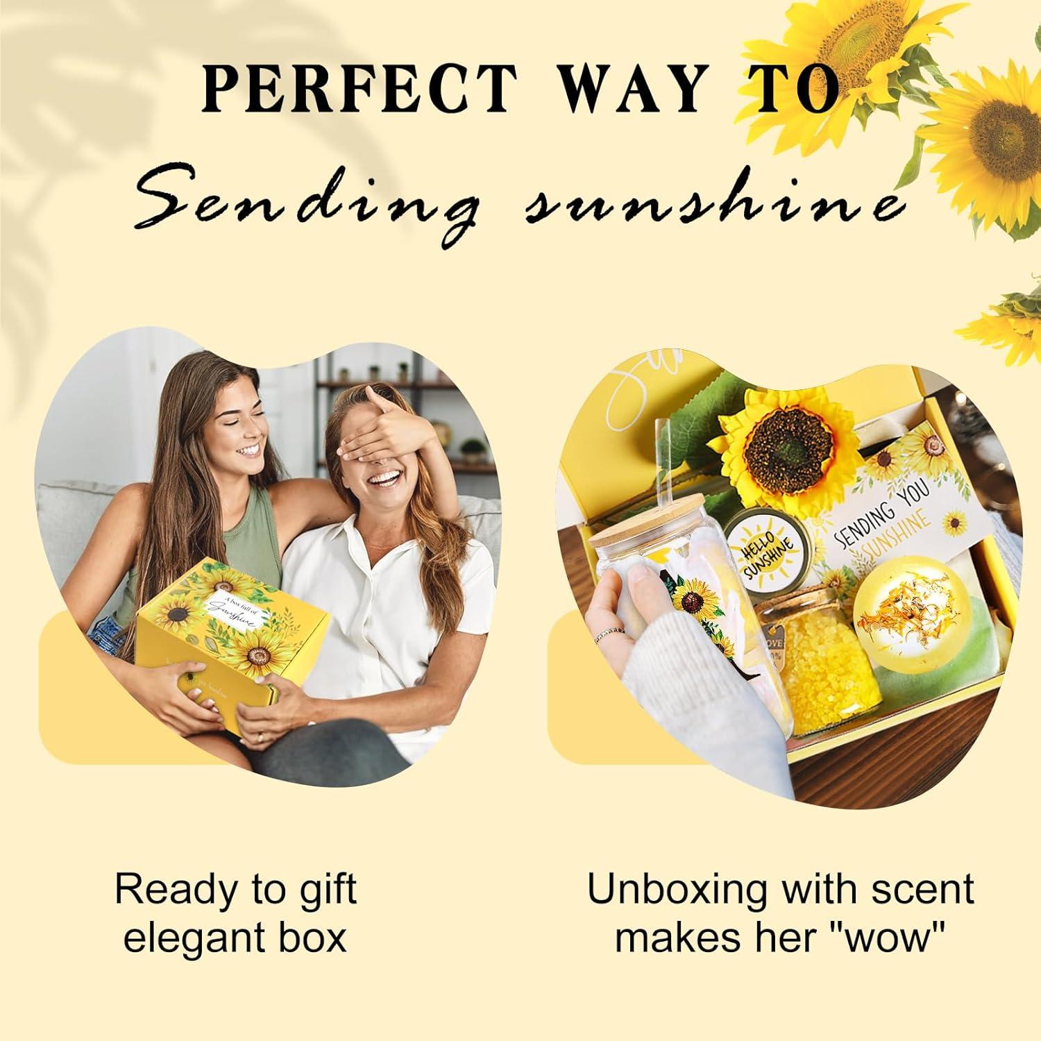 Cesta de Regalo de Girasol Frerdui con Vaso Inicial A y Spa