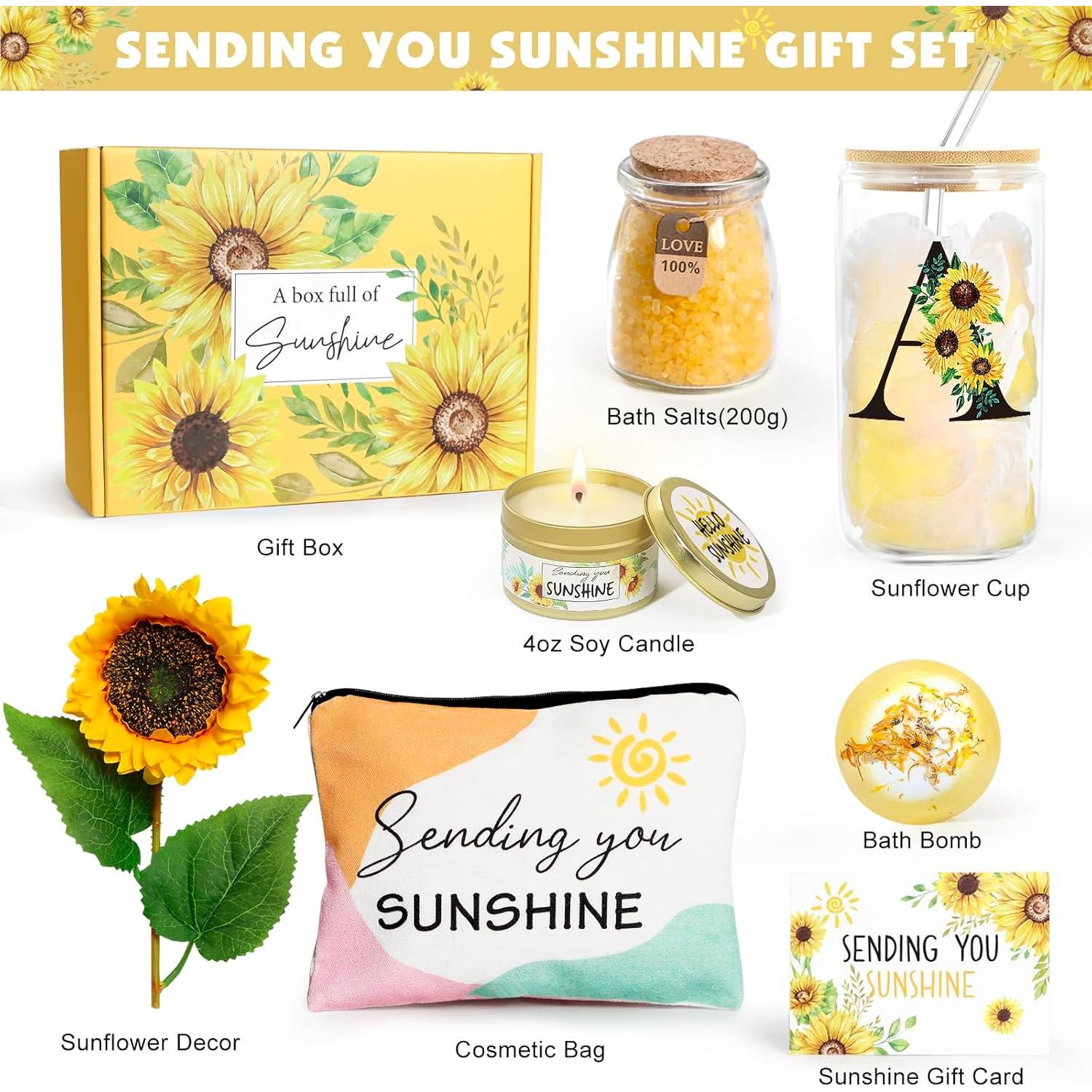 Cesta de Regalo de Girasol Frerdui con Vaso Inicial A y Spa