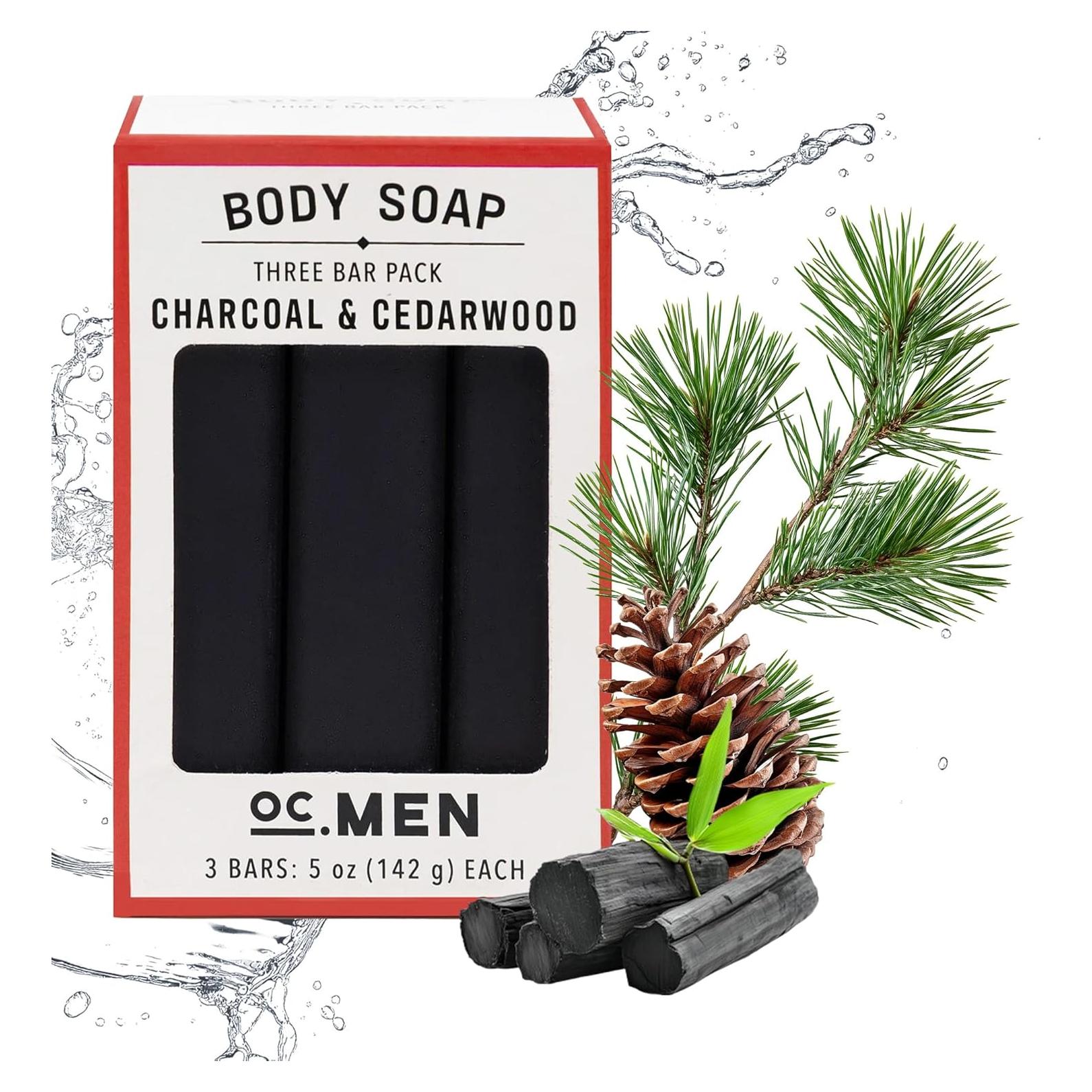 Jabón de Barra Olivia Care 100% Natural - Carbón Activado y Cedro - Set de 3 x 141.75 g