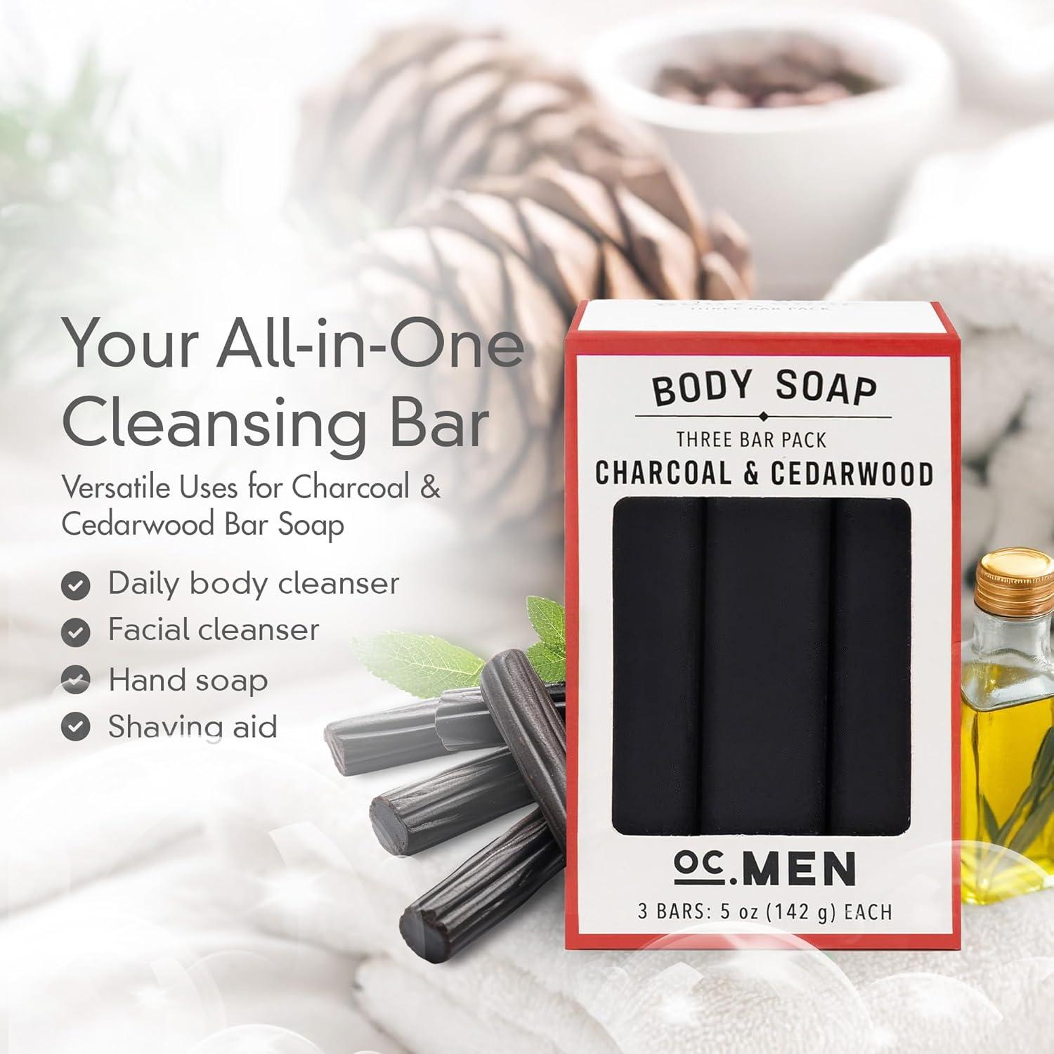 Jabón de Barra Olivia Care 100% Natural - Carbón Activado y Cedro - Set de 3 x 141.75 g