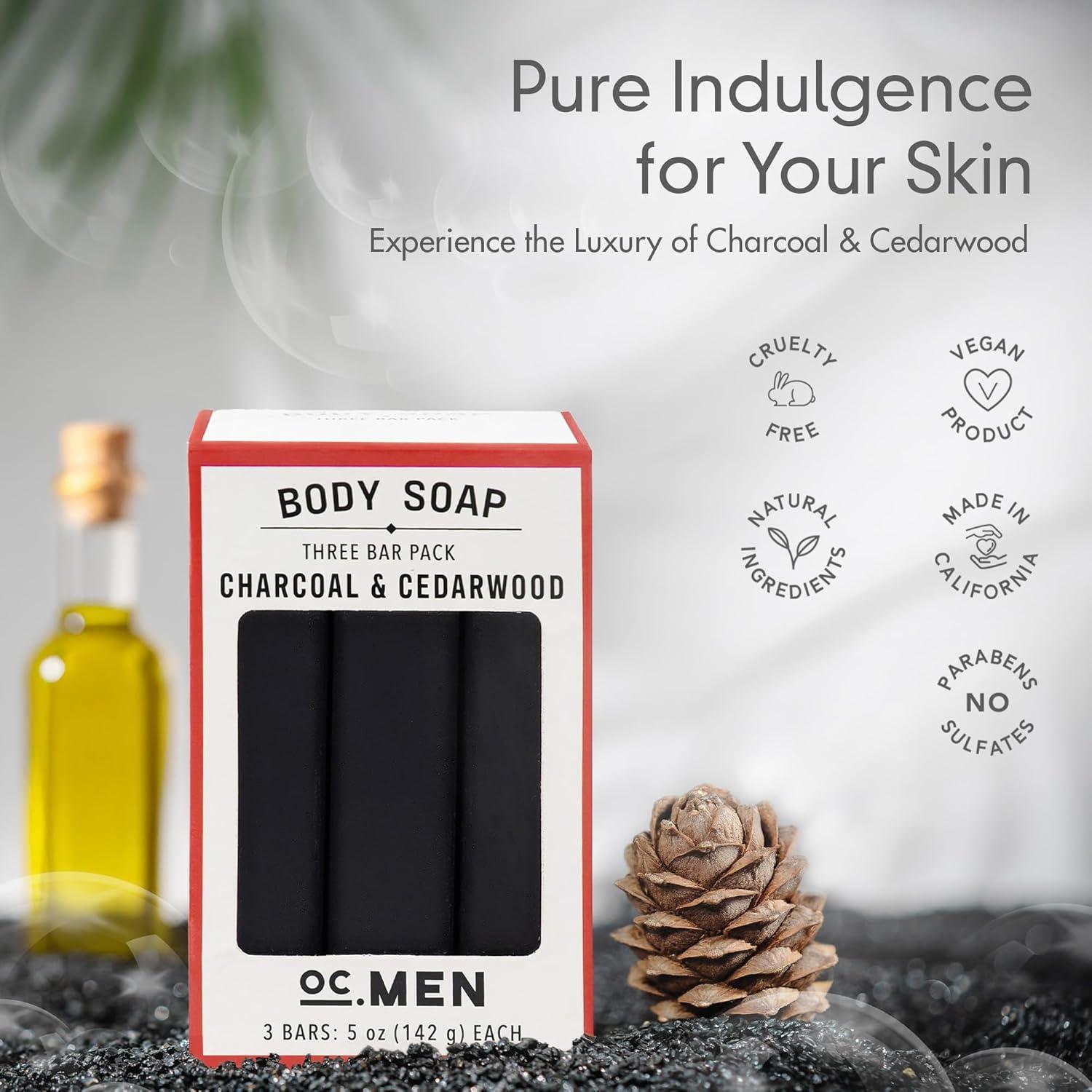 Jabón de Barra Olivia Care 100% Natural - Carbón Activado y Cedro - Set de 3 x 141.75 g