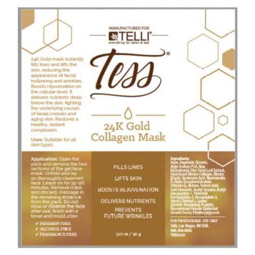 Mascarillas Faciales de Colágeno Tess - Oro 24K, 1 Cuenta