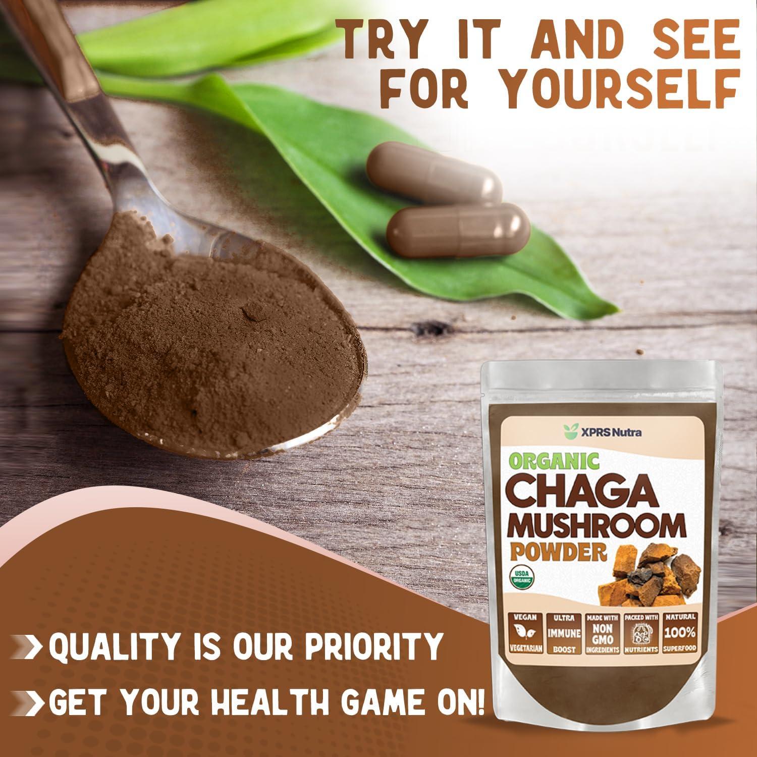 Polvo de Hongo Chaga Orgánico XPRS Nutra 113.4g - Superalimento