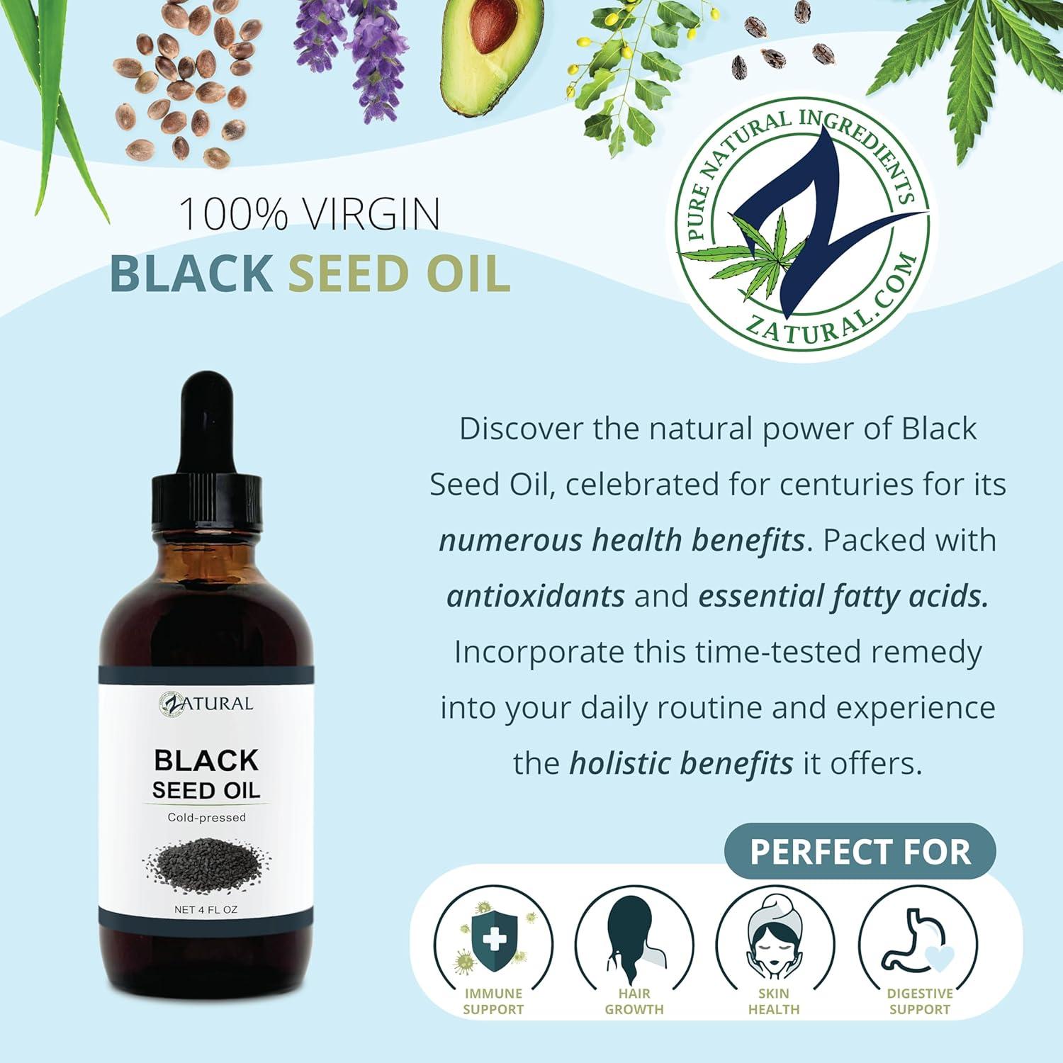 Aceite de Semilla Negra Zatural 118.29 ml Prensado en Frío