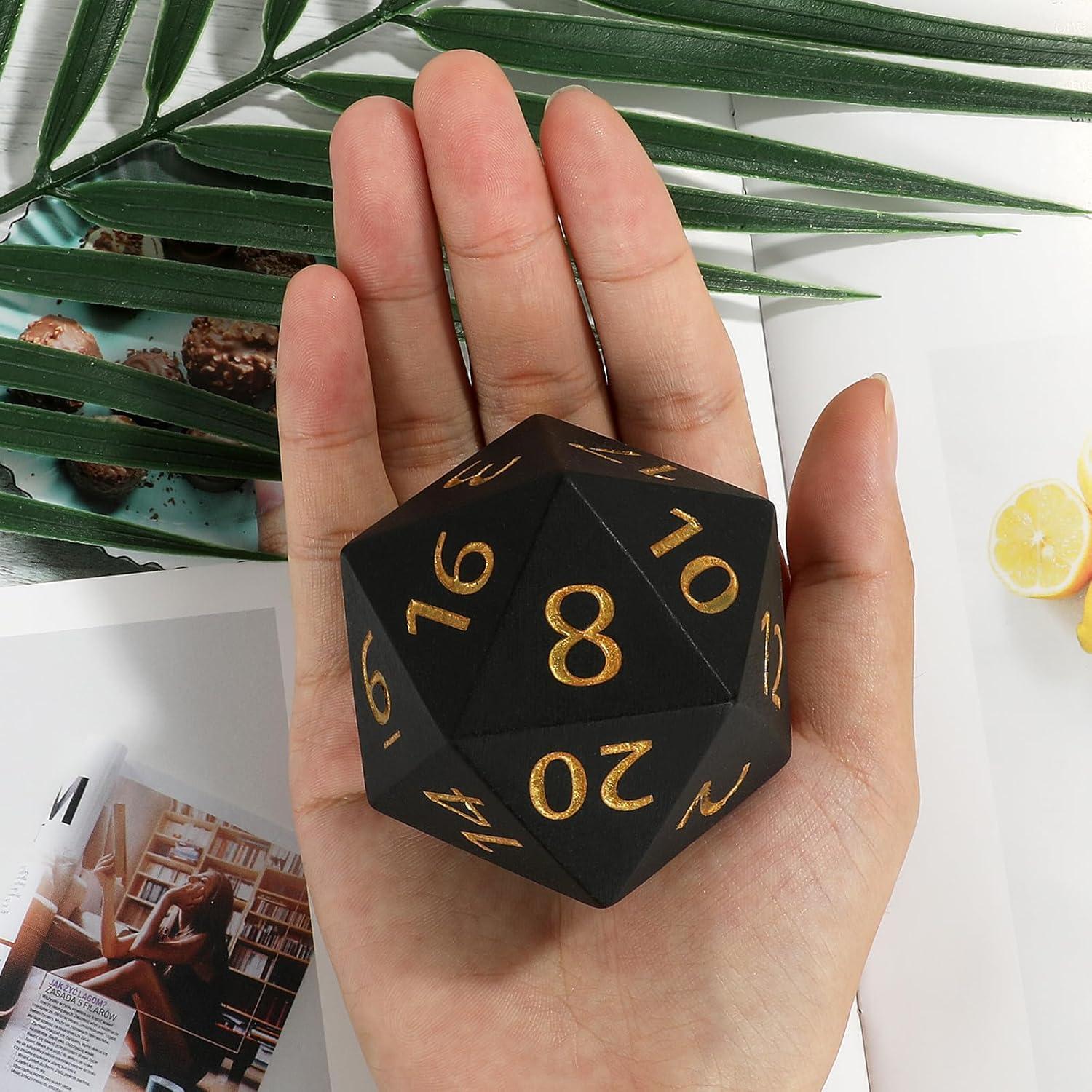 Dado D20 Gigante de 55mm MHJ - Resina para RPG y D&D Negro