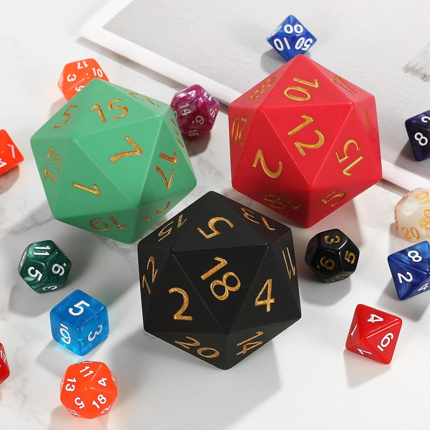 Dado D20 Gigante de 55mm MHJ - Resina para RPG y D&D Negro