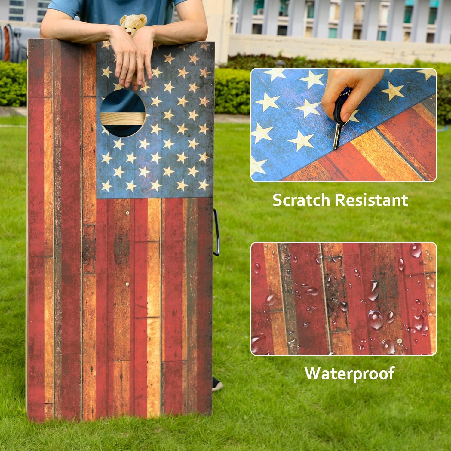 Juego de Cornhole OOFIT de Madera Sólida 2x4m con 8 Bolsas