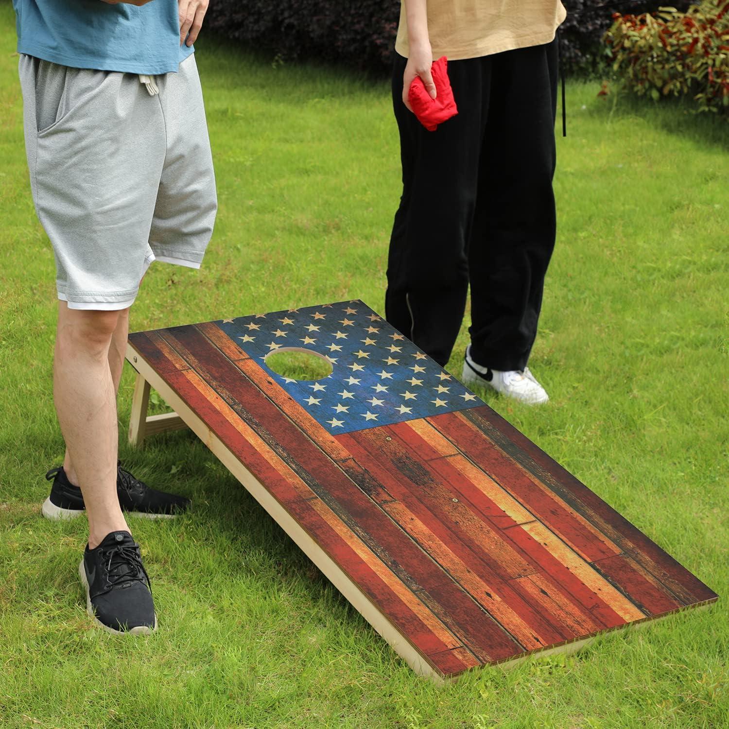 Juego de Cornhole OOFIT de Madera Sólida 2x4m con 8 Bolsas