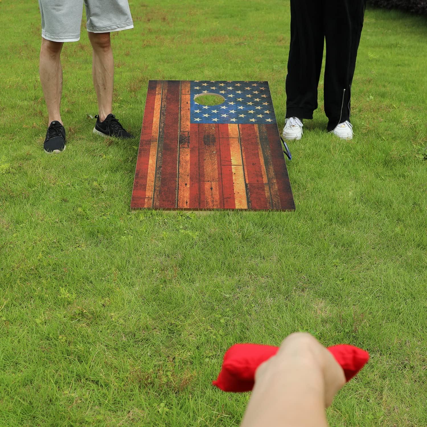 Juego de Cornhole OOFIT de Madera Sólida 2x4m con 8 Bolsas