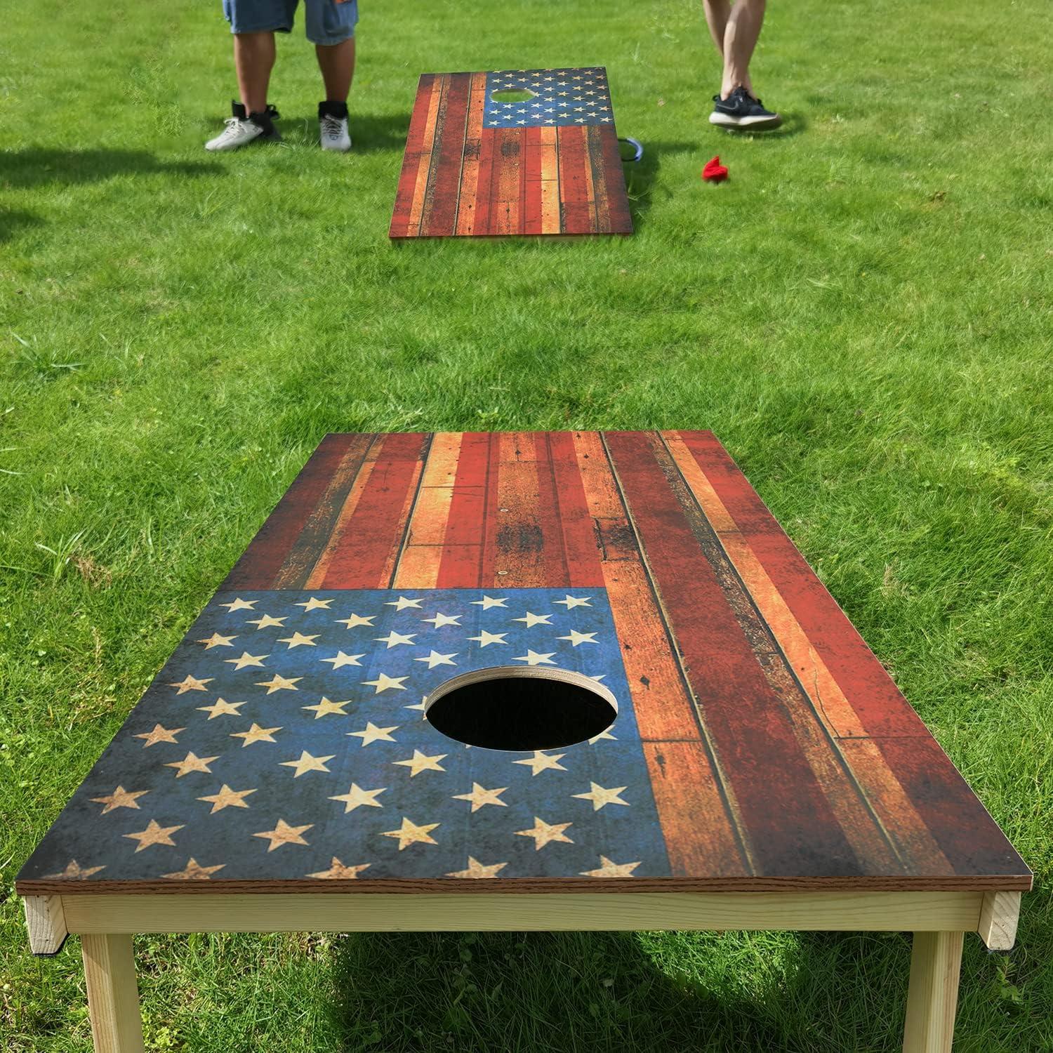 Juego de Cornhole OOFIT de Madera Sólida 2x4m con 8 Bolsas
